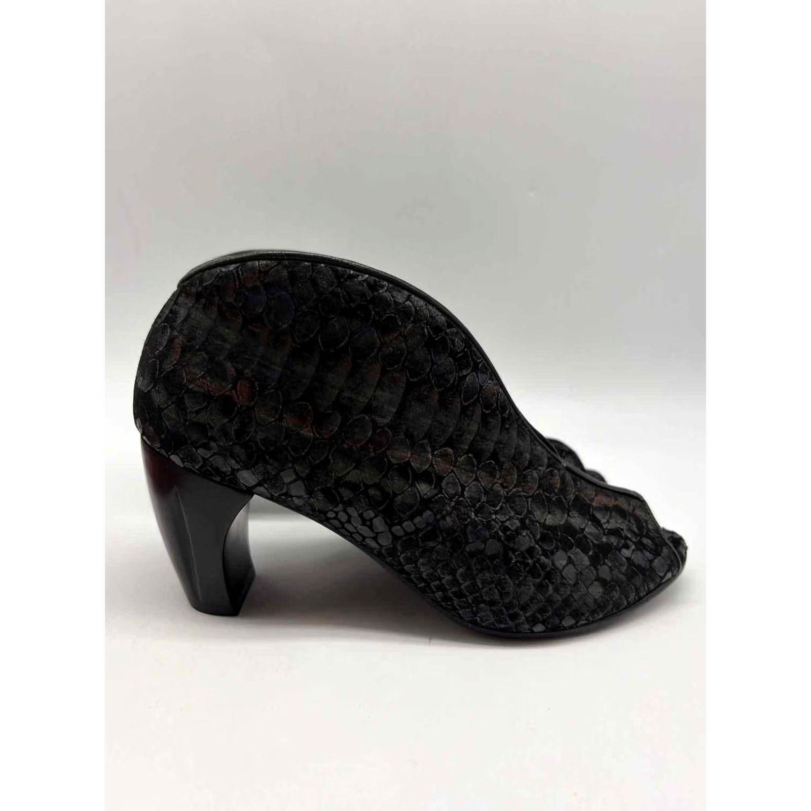 Vintage Salpy Black Open Toe Heels 6.5 Size US 7 / IT 37 - 4 Thumbnail