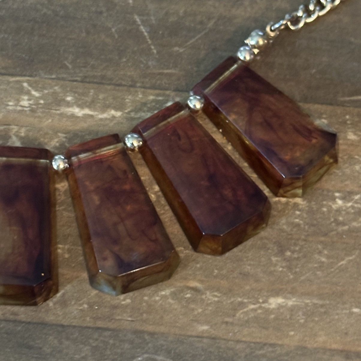 Other Marbled rectangle tile bib necklace Size ONE SIZE - 3 Thumbnail
