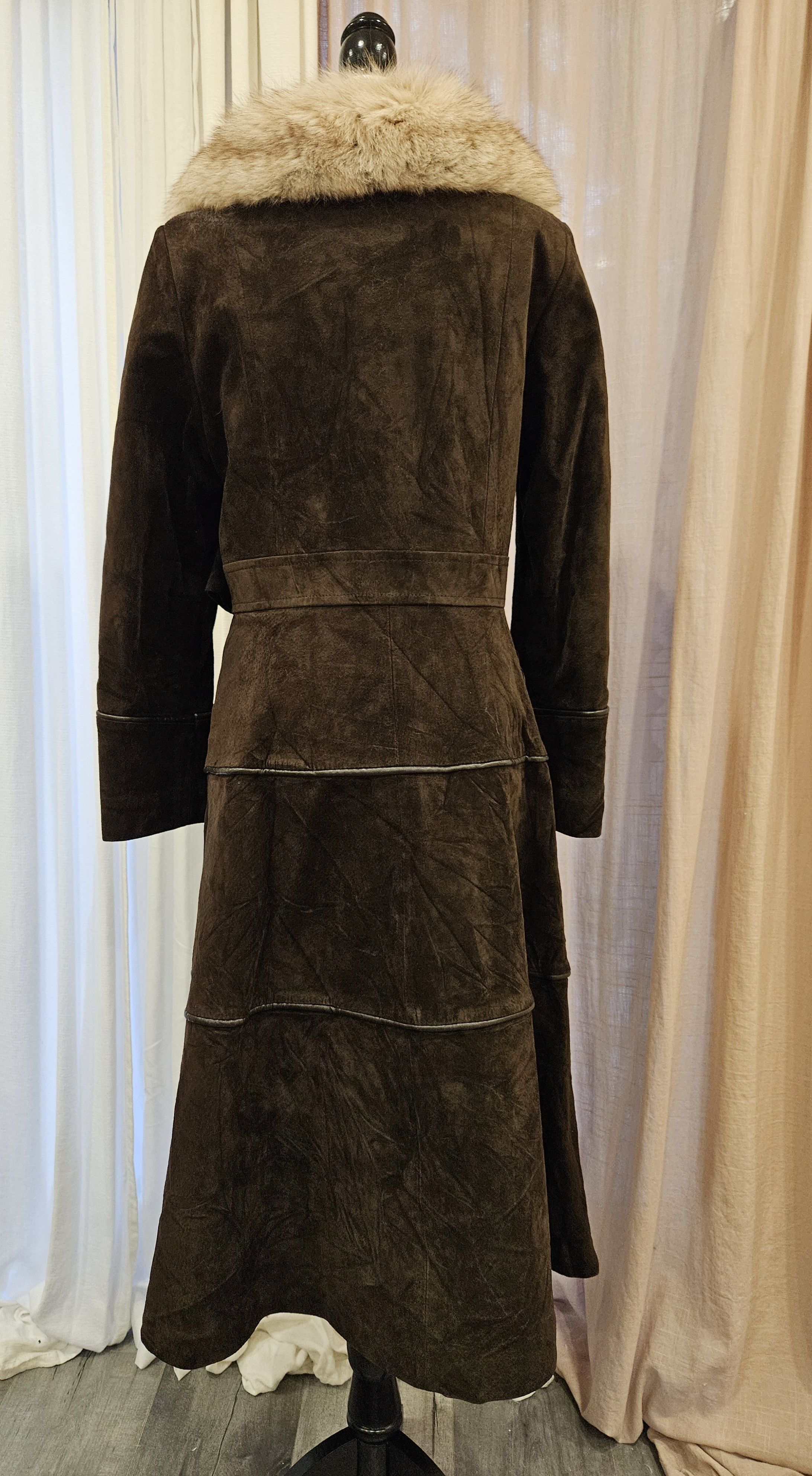 Vintage Vintage Suede Leather Fit-Flare Boho Princess Real Fur Coat Size M / US 6-8 / IT 42-44 - 13 Thumbnail