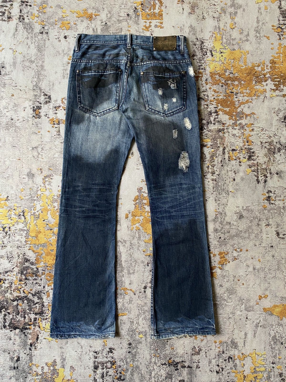 Tornado Mart Midas Waxed Claw Mark Distressed Flare Design Denim Size US 30 / EU 46 - 4 Thumbnail