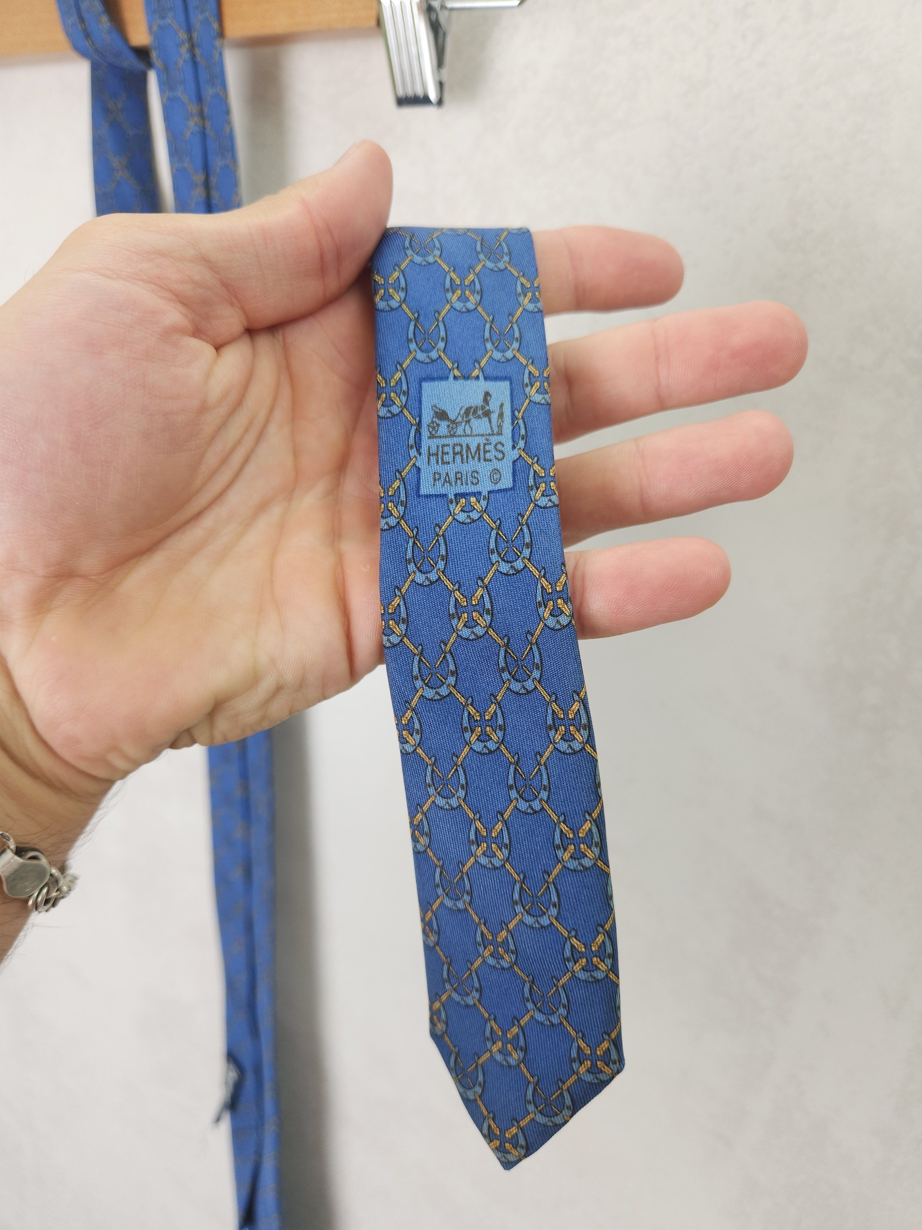 Hermes Hermes paris blue silk tie 935 IA Size ONE SIZE - 4 Thumbnail