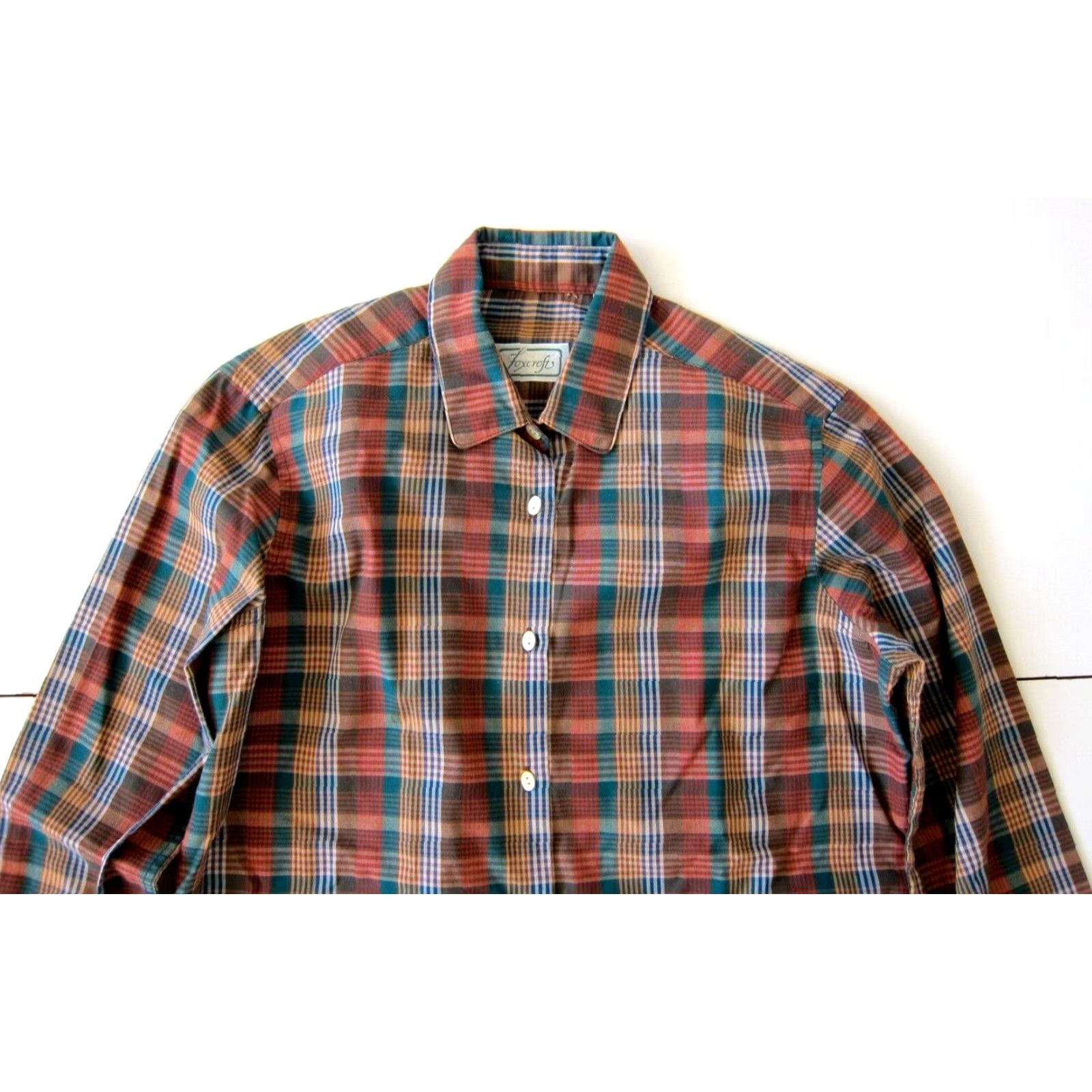 Vintage VINTAGE Foxcroft Blouse Shirt Women M Plaid Green Blue Cotton Long Sleeve Button Down Size M / US 6-8 / IT 42-44 - 7 Thumbnail