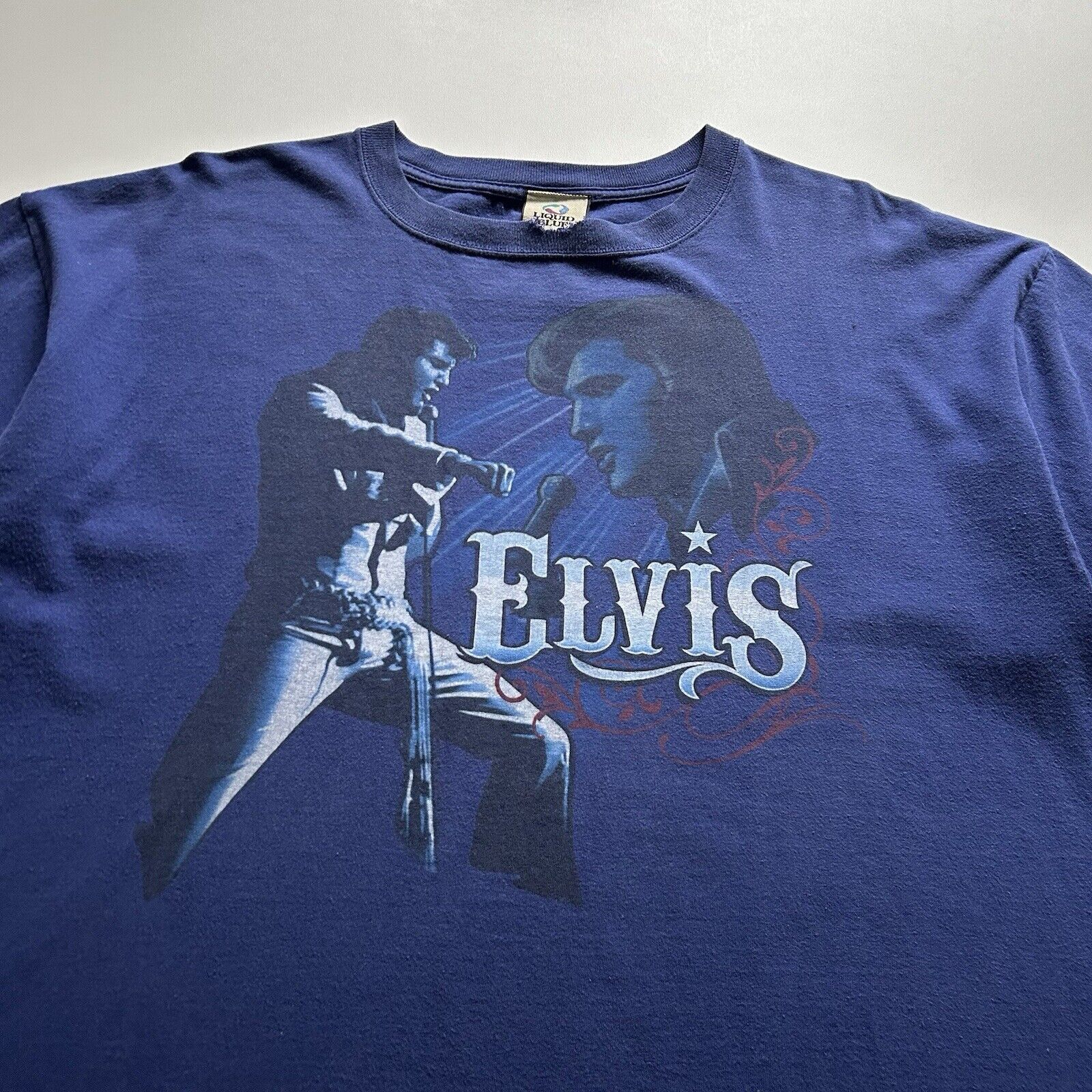 Band Tees Vintage Elvis Presley Liquid Blue Retro Y2K T Shirt XXL Rare Size US XXL / EU 58 / 5 - 2 Thumbnail