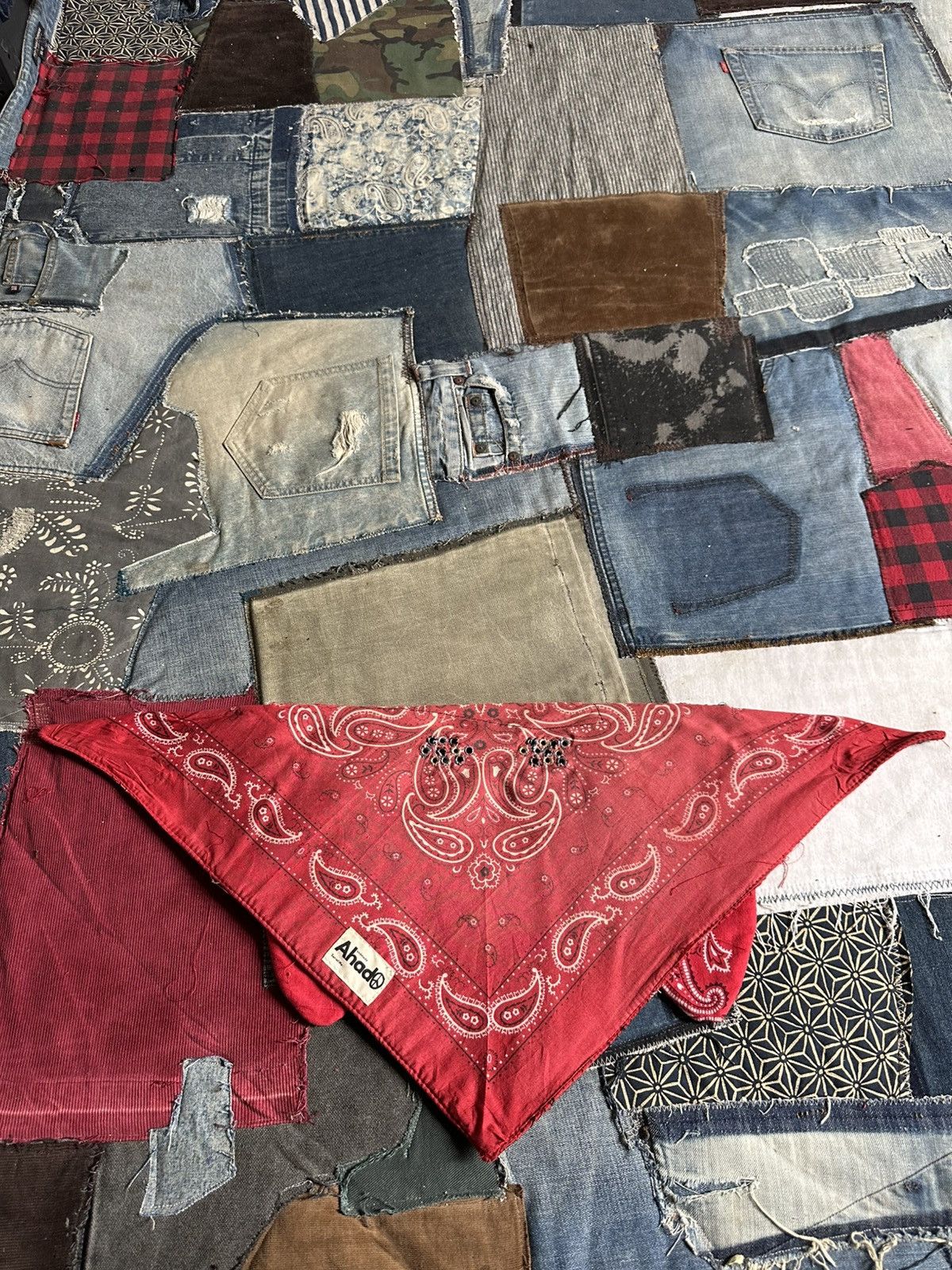Handmade Custom Made Distressed Boro Paisley Masked Bandana Size ONE SIZE - 14 Thumbnail
