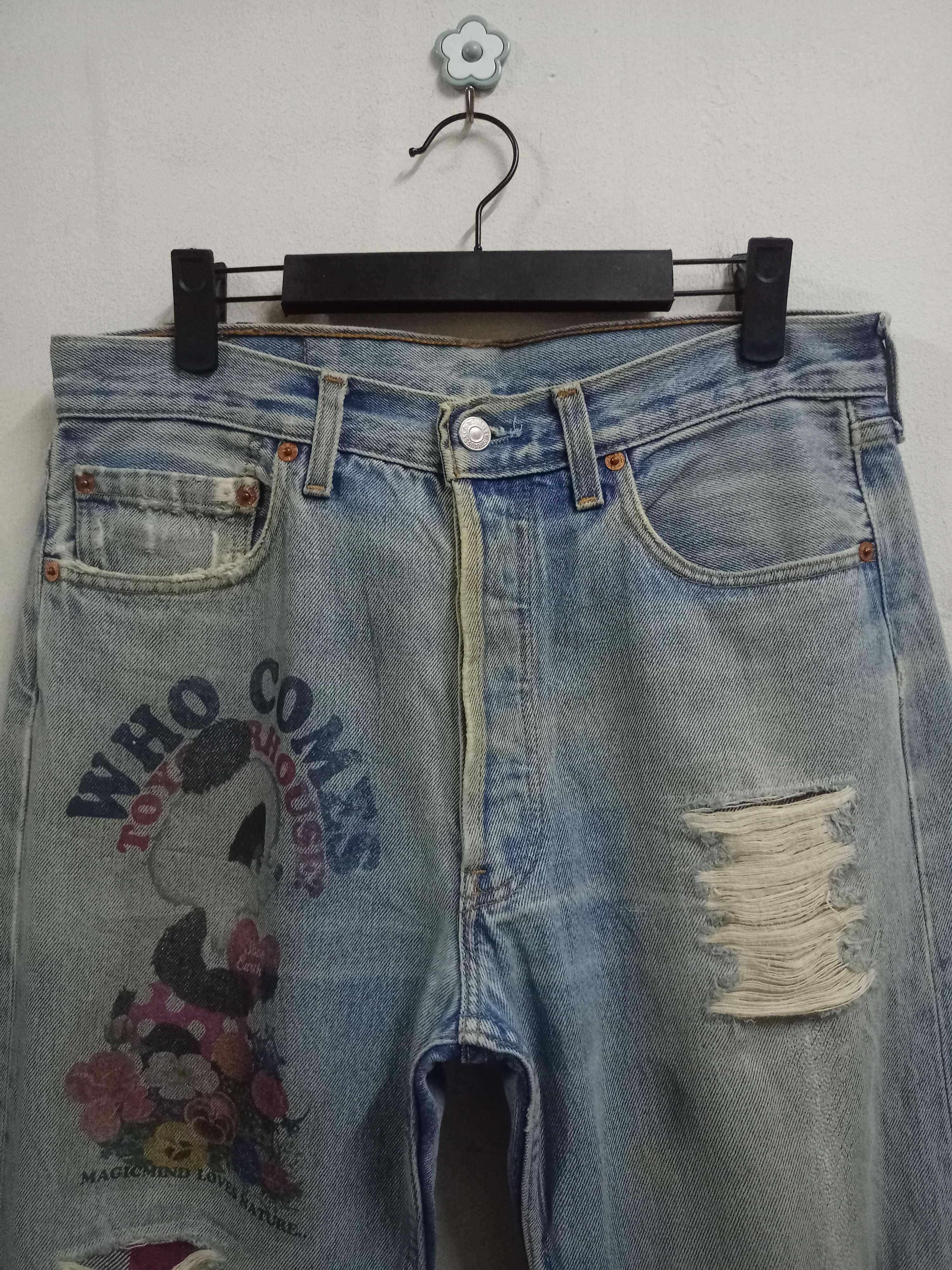Levi's × Levi's Vintage Clothing UK Vintage 80s Levis 501 Graphic Print Style Loose Jeans Size US 31 - 4 Thumbnail