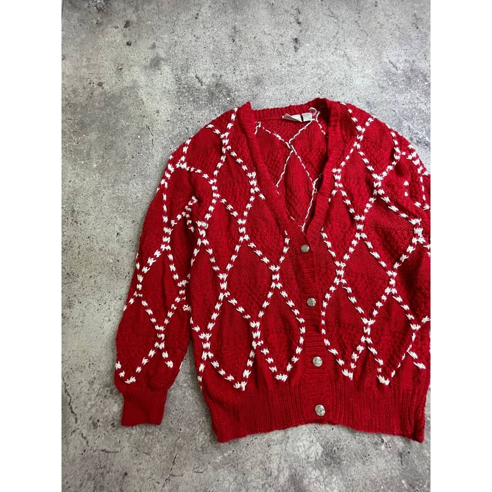Nordstrom Vintage Nordstrom Town Square Red Knit Cardigan Sweater L Size L / US 10 / IT 46 - 2 Thumbnail