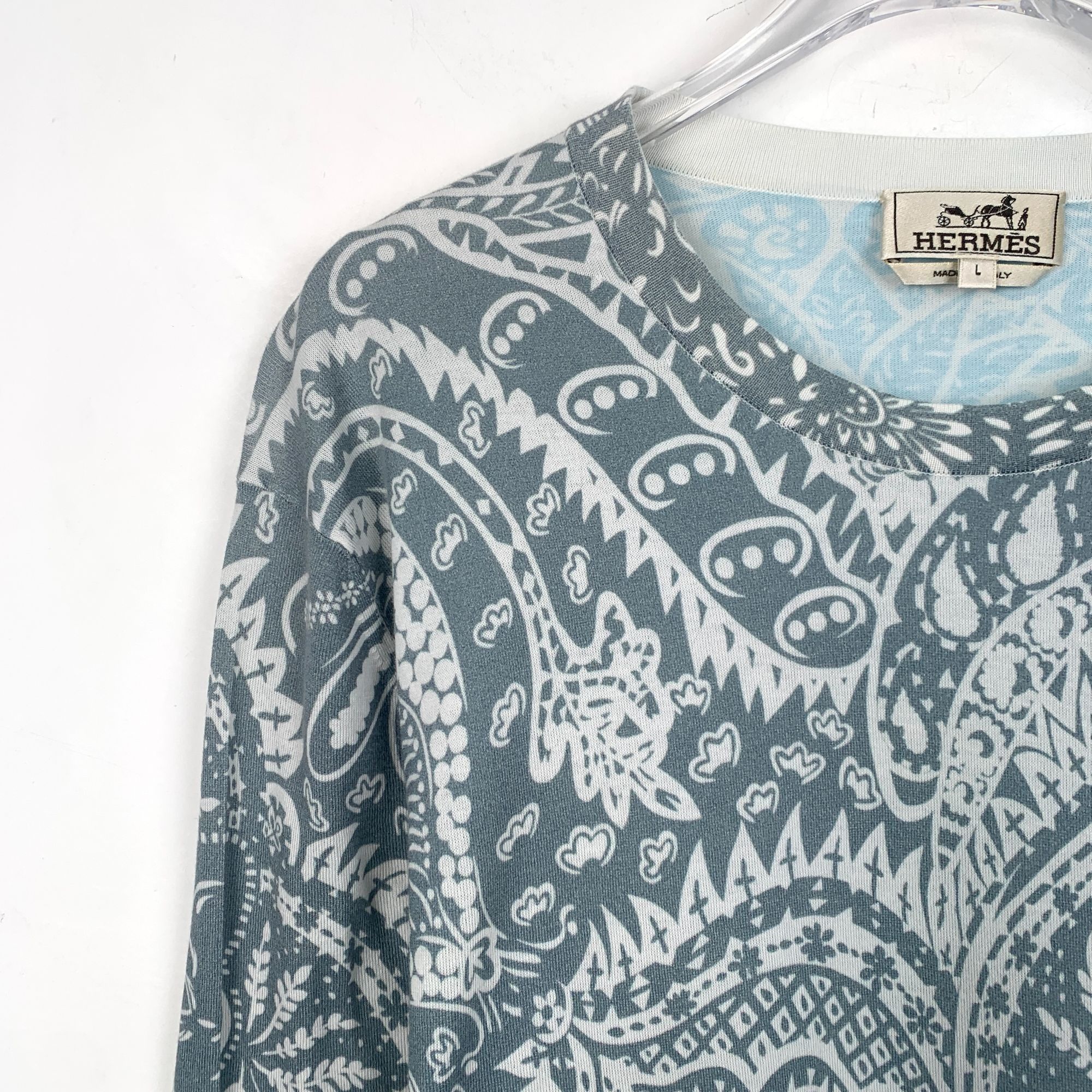 Hermes Hermès Color-Block Floral Embroidered Cotton T-Shirt (Size L Size US L / EU 52-54 / 3 - 5 Thumbnail