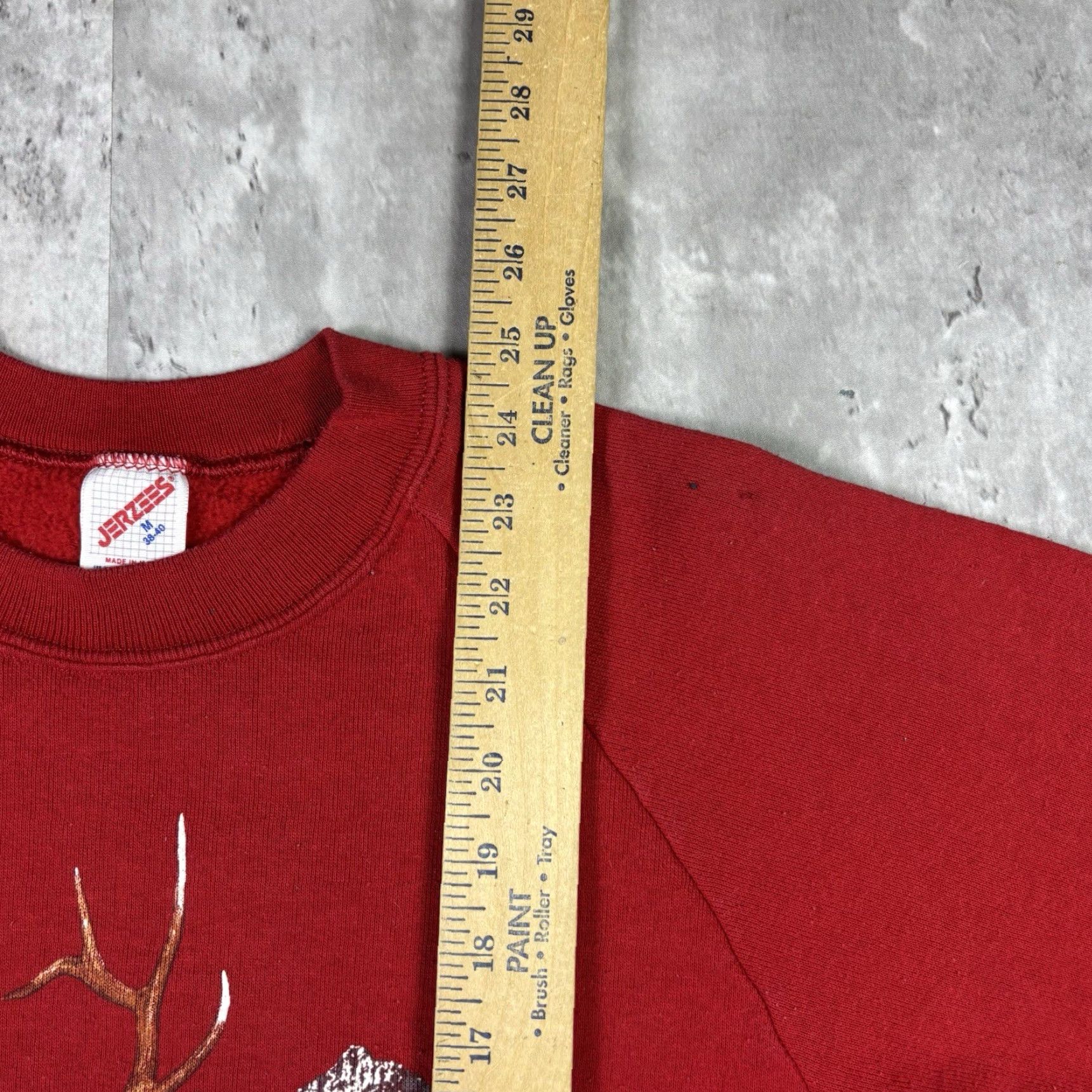 Jerzees VINTAGE Jerzees Sweatshirt Red Raglan Pullover Nature Animal Graphic Print Crew Neck Mens Medium Size US M / EU 48-50 / 2 - 4 Thumbnail