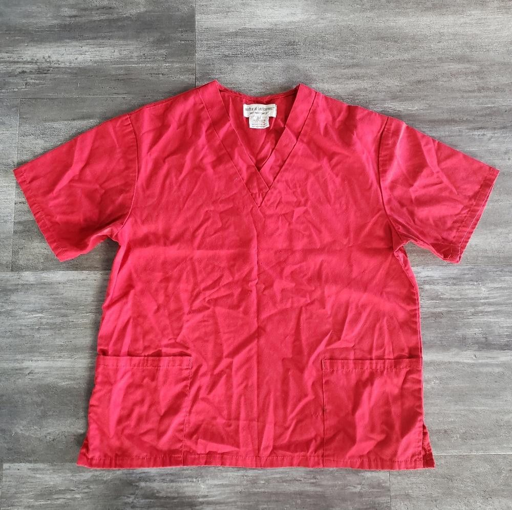 Designer Red Natural Uniforms Medical Scrub Set Size 26" / US 2 / IT 38 - 2 Thumbnail