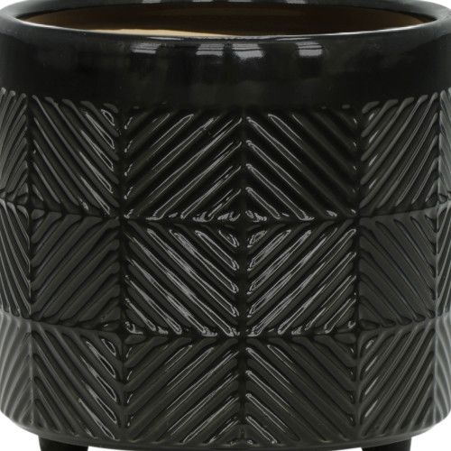 Designer × Homemade S/2 6/8" TEXTURED PLANTERS, SHINY BLACK Size US L / EU 52-54 / 3 - 7 Thumbnail