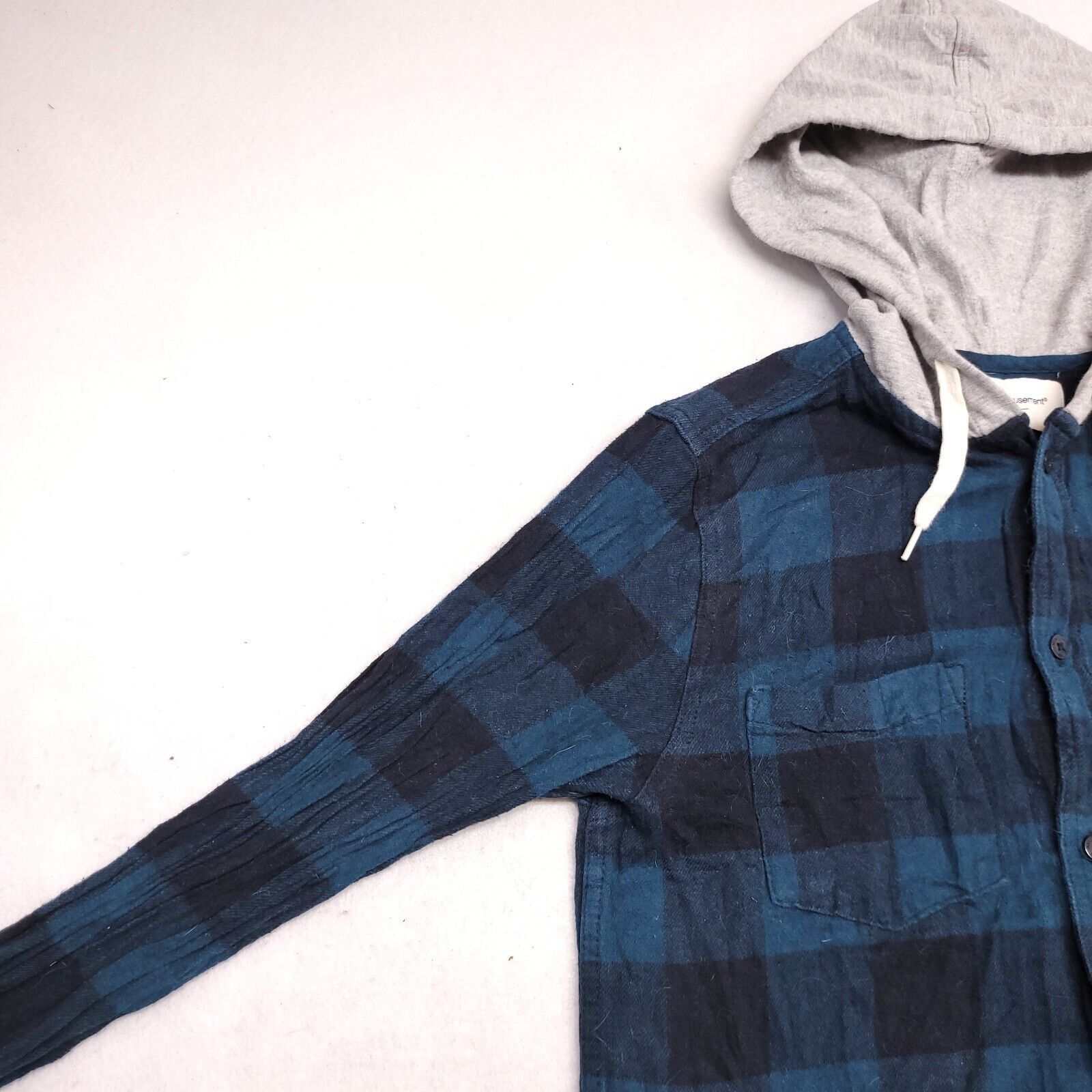 Modern Amusement Modern Amusement Long Sleeve Hoodie Mens Size M Blue Plaid Size US M / EU 48-50 / 2 - 4 Thumbnail