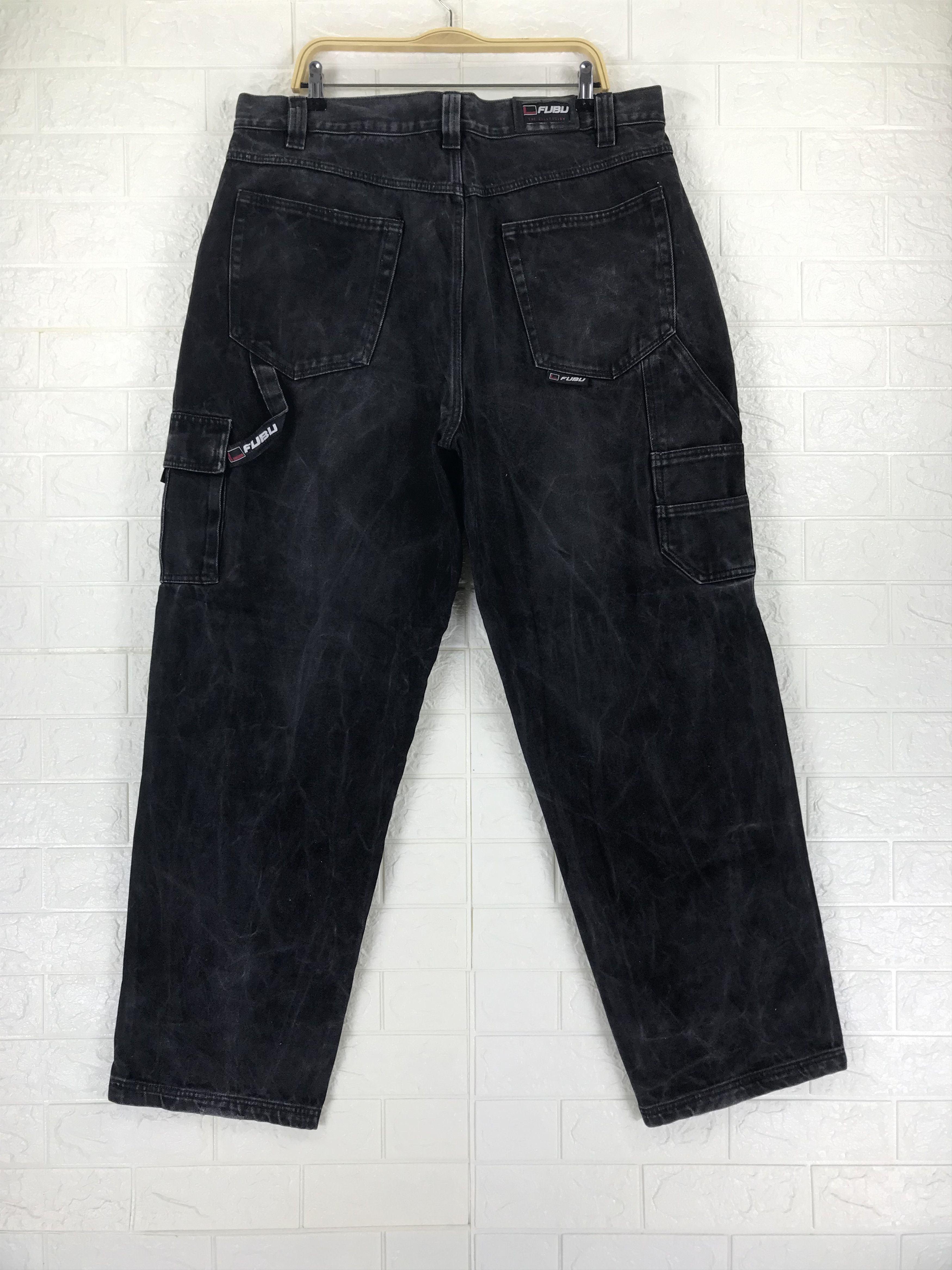 Fubu Vintage Fubu Faded Black Cargo Baggy Jeans Crazy Wide Denim Size US 38 / EU 54 - 1 Thumbnail