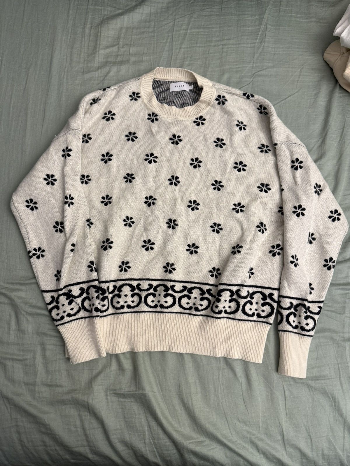 Rhude Rhude white Jacquard Sweat Size US L / EU 52-54 / 3 - 1 Thumbnail