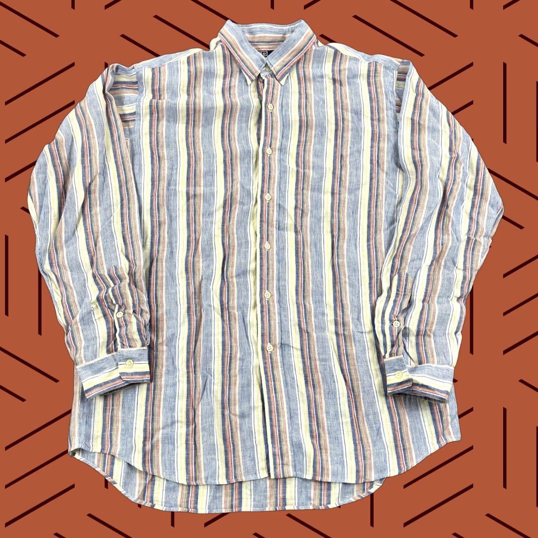 Polo Ralph Lauren Polo Ralph Lauren Shirt Mens Large Striped Blue Red Lowell Sport Linen Button Up Size US L / EU 52-54 / 3 - 1 Thumbnail