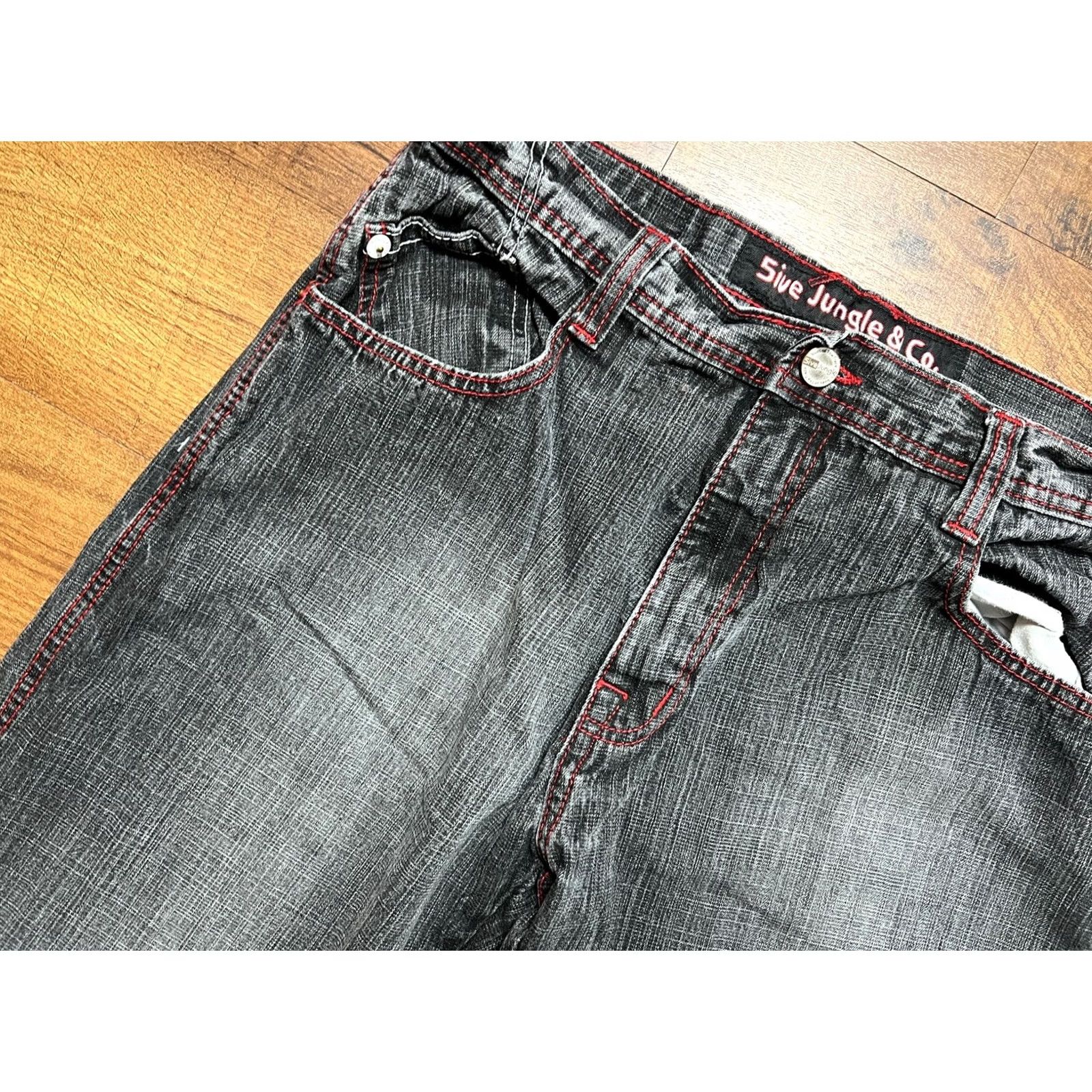 Southpole VINTAGE 5ive Jungle Jeans Mens 36X32 Dark Wash Wide-Leg Embroidered SouthPole Style Size US 36 / EU 52 - 7 Thumbnail
