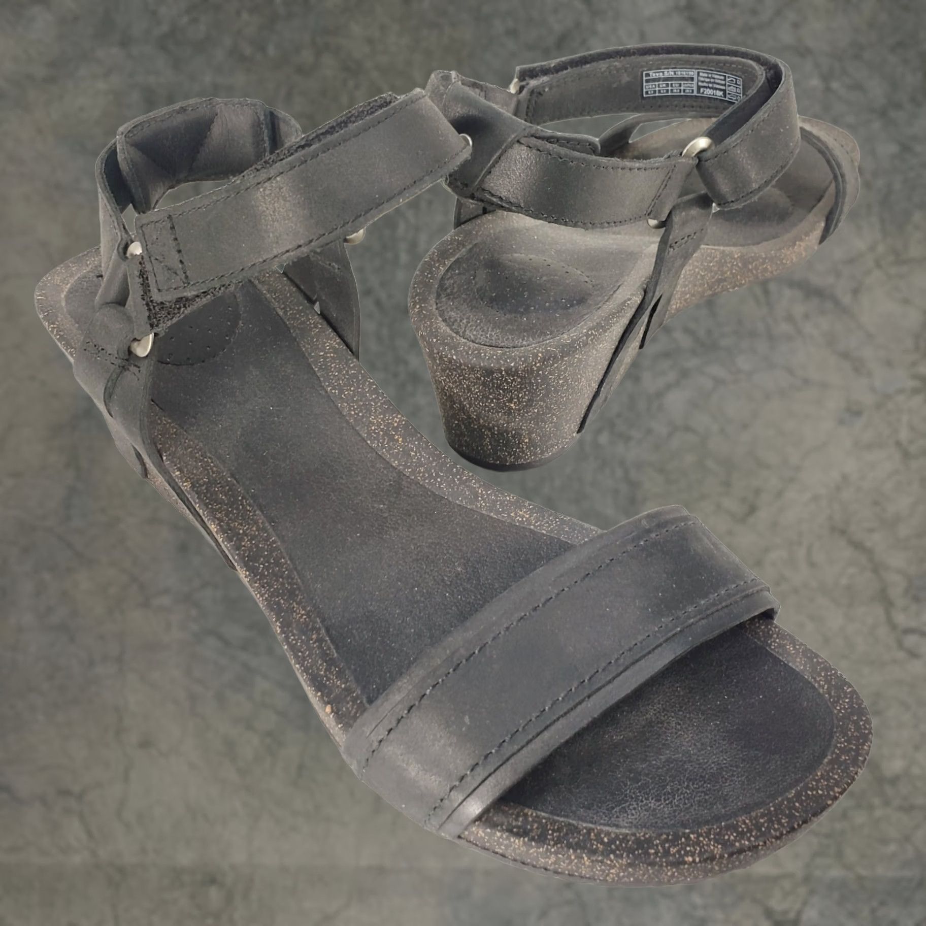 Teva Teva Women’s Ysidro Stitch Black Leather Wedge Sandals Size 8.5 Size US 9 / IT 39 - 1 Thumbnail