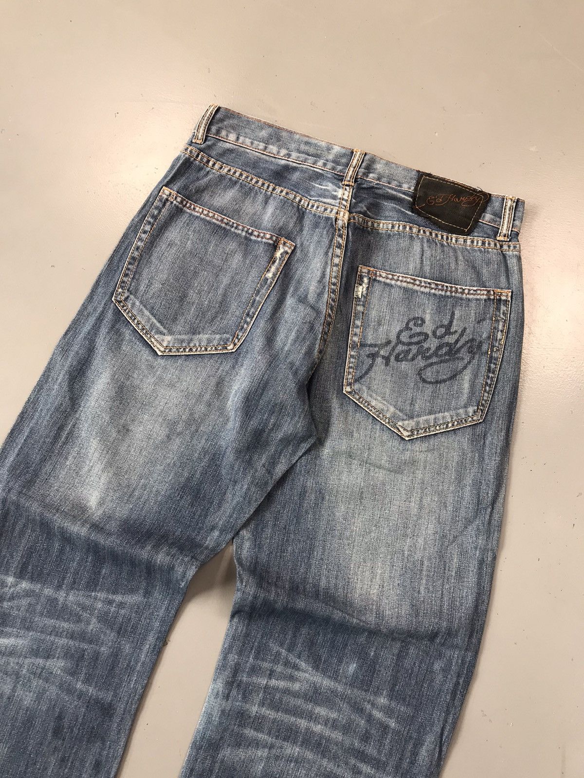 Christian Audigier × Ed Hardy × Vintage Vintage Edhardy skull embroidered denim Size US 33 - 10 Thumbnail