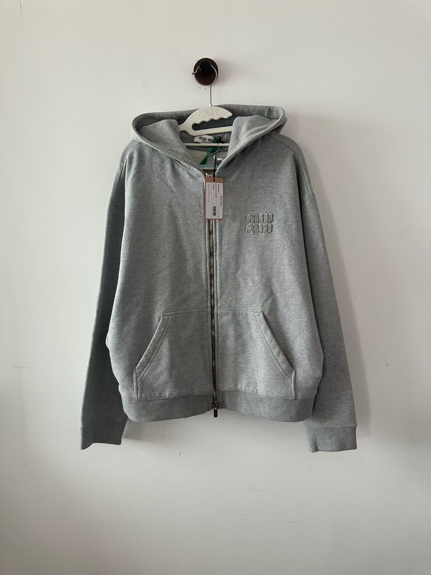 Miu Miu Miu Miu Gray Zip Hoodie Size XS / US 0-2 / IT 36-38 - 1 Thumbnail