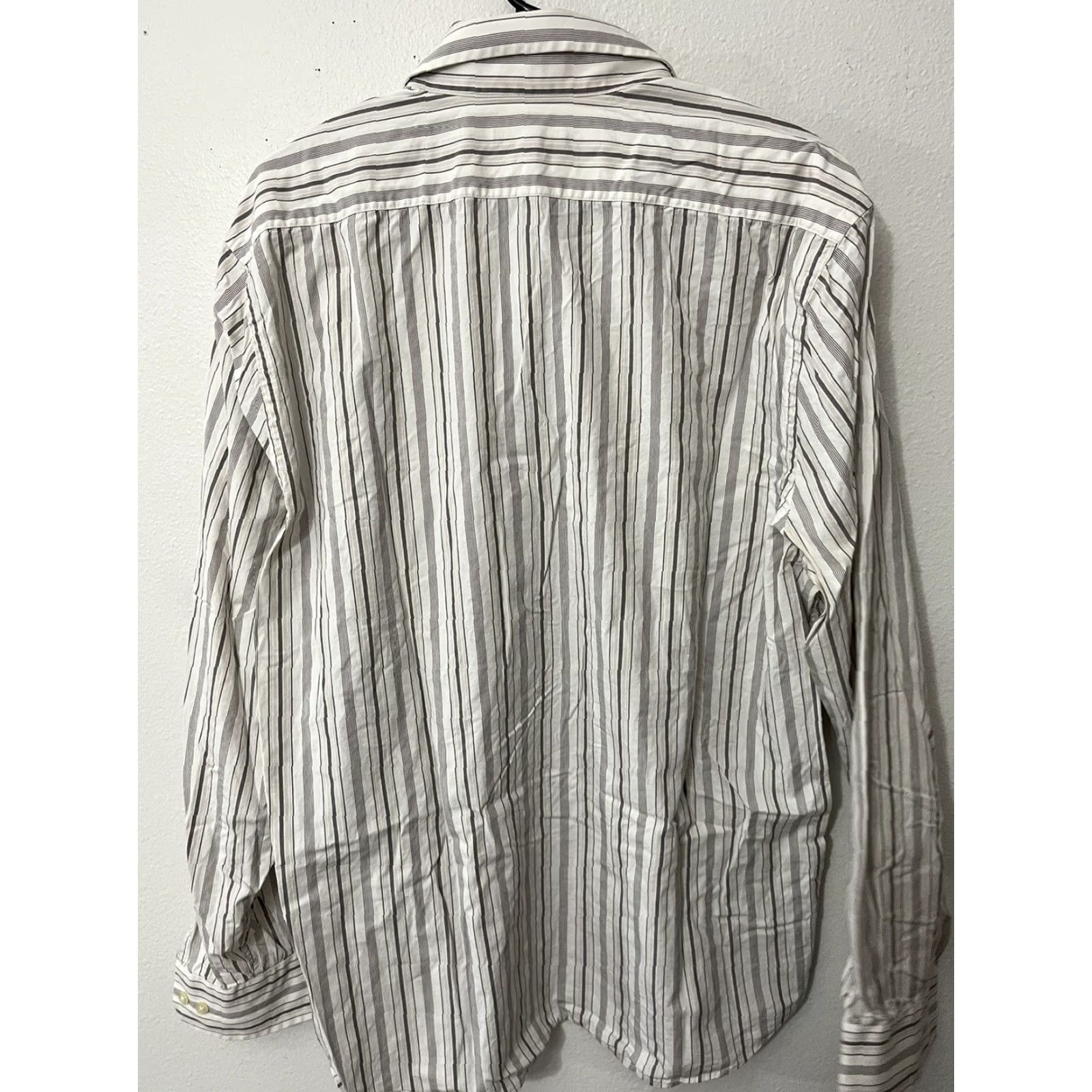 Express Express White Dress Shirt Modern Fit Mens XL Stripe Button-Up Shirt Mens XL White Striped Express 1MX Size 46R - 2 Thumbnail