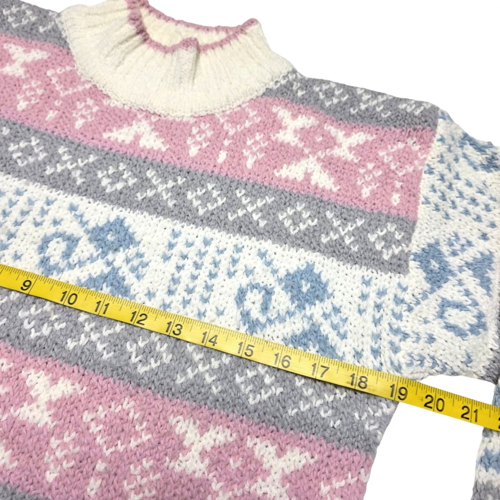 Vintage VINTAGE Knitted Mock Sweater Women's Medium 80s Geometric Acrylic Pullover Size M / US 6-8 / IT 42-44 - 4 Thumbnail