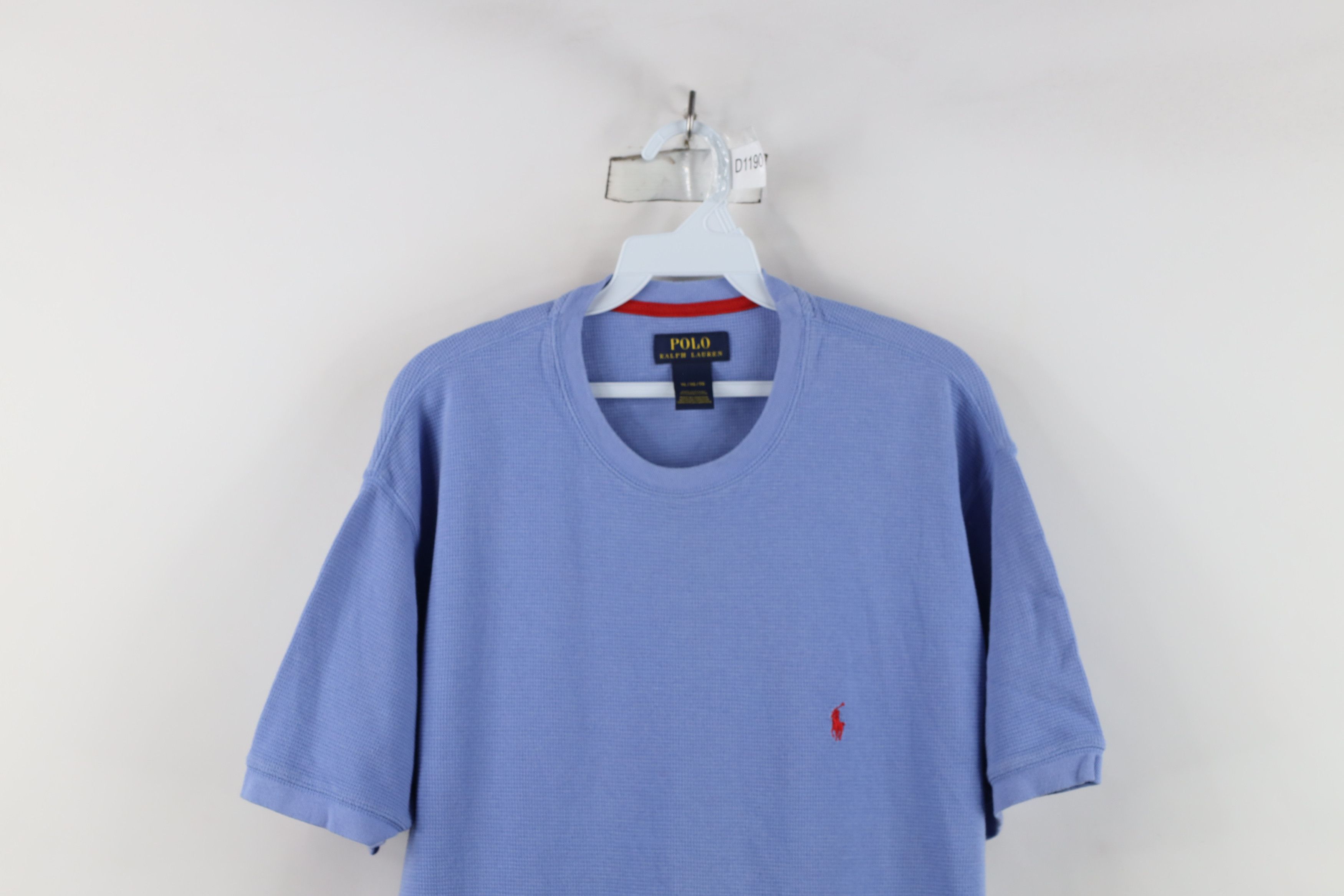 Ralph Lauren Vintage Ralph Lauren Waffle Knit Short Sleeve T-Shirt Blue Size US XL / EU 56 / 4 - 2 Thumbnail