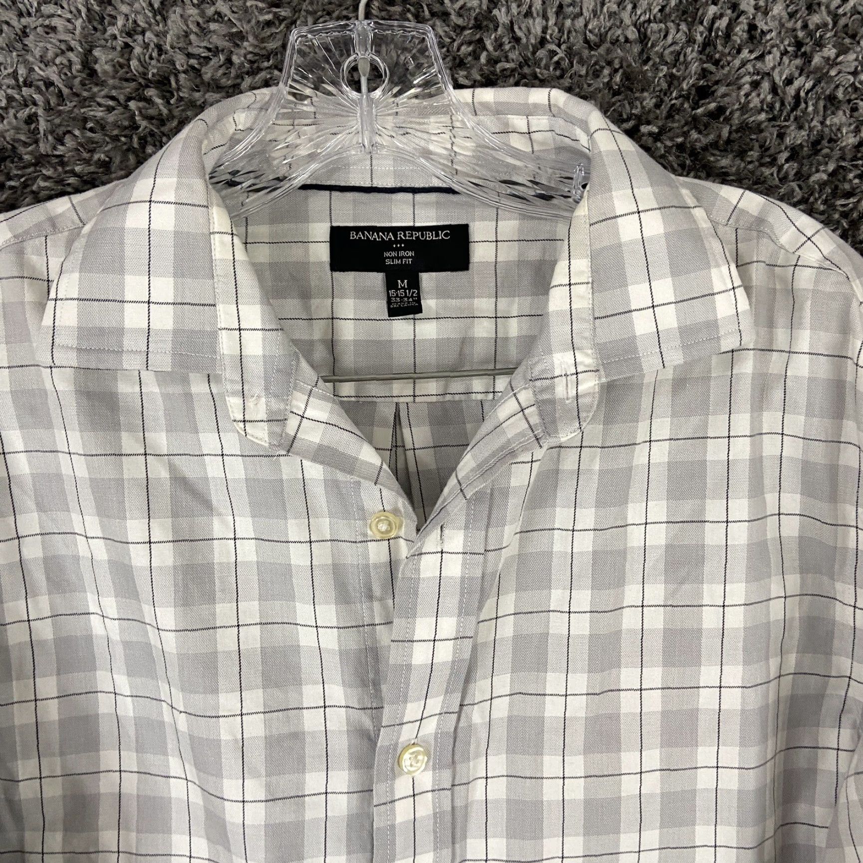 Banana Republic VINTAGE? Banana Republic Gray Plaid Long Sleeve Button-Up Shirt Men M 33/34 Regular Size M Gray Mens Shirt Size US M / EU 48-50 / 2 - 5 Thumbnail
