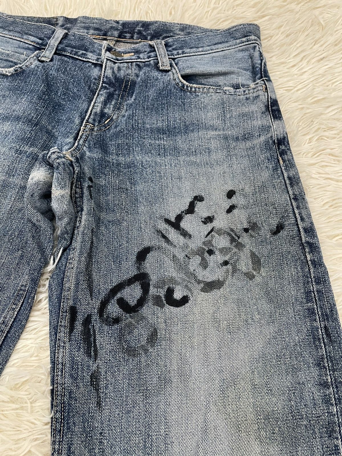 Japanese Brand Ozone Rocks Thrashed Redline Japan Denim Size US 31 - 9 Thumbnail