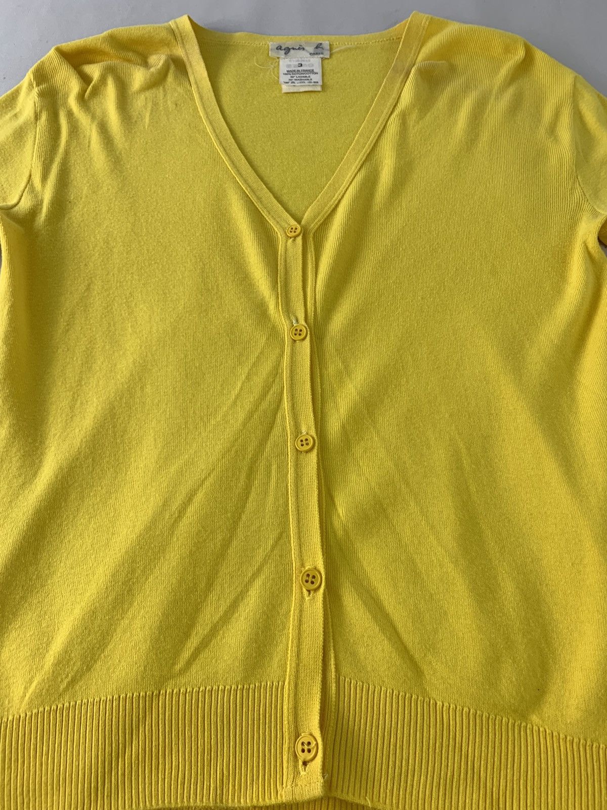 agnes b. Agnes B Paris Button Down Knit Yellow Cardigan Size S / US 4 / IT 40 - 4 Thumbnail