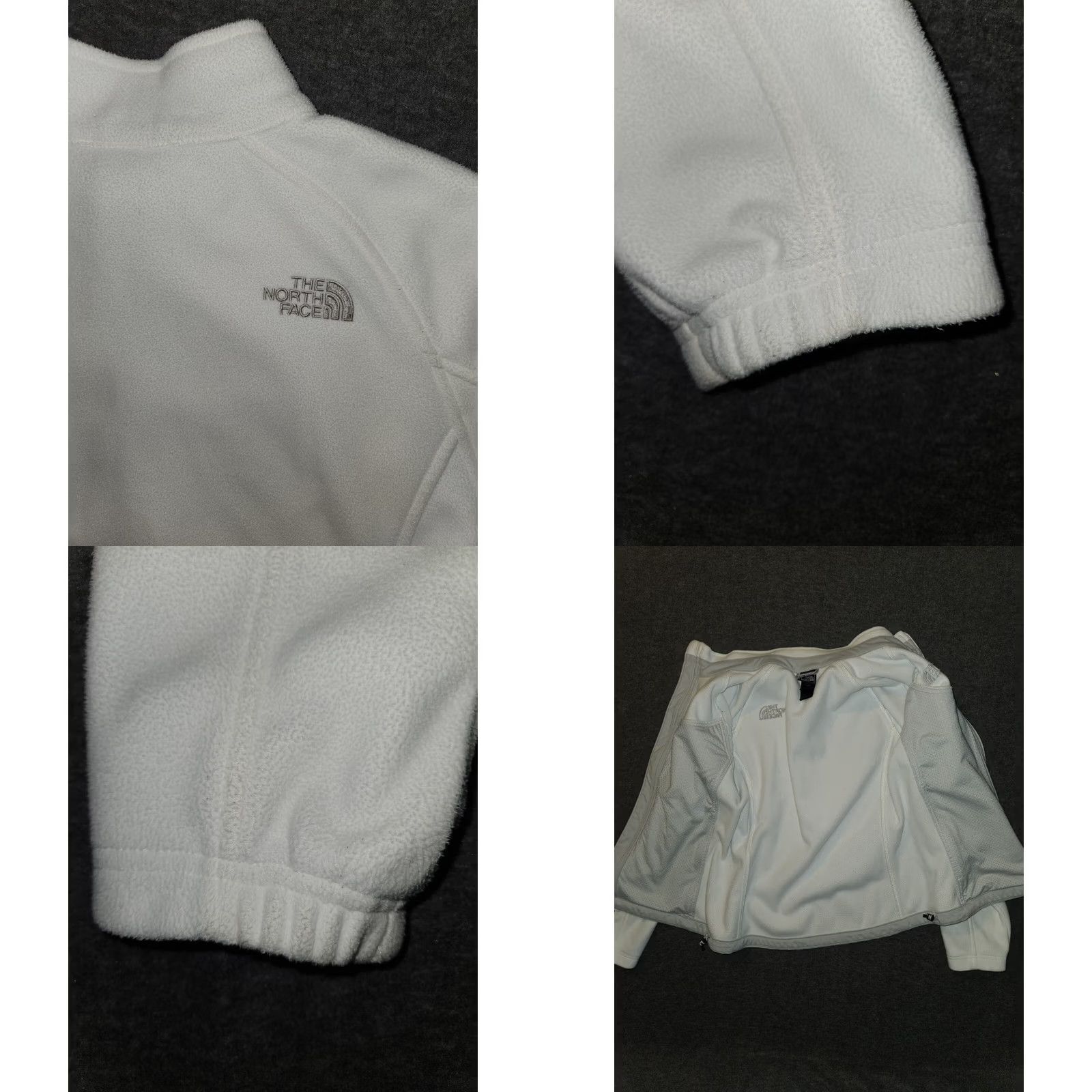 The North Face The North Face Women's Medium White Full Zip Fleece Jacket with Pockets Regular Fit Zip Pocket Zipped Pockets Solid Size M / US 6-8 / IT 42-44 - 8 Thumbnail