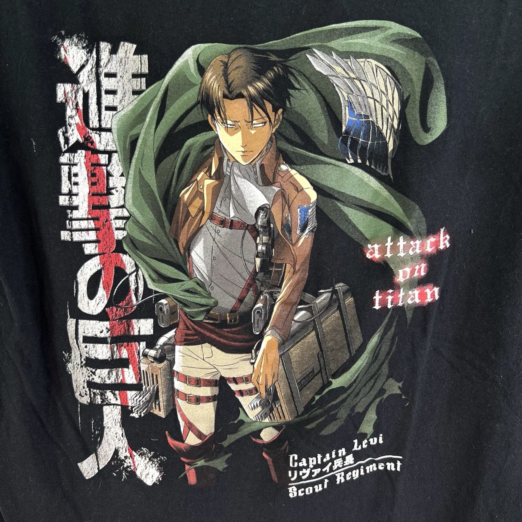 Ripple Junction VINTAGE Attack On Titan T-Shirt Men Medium Black Anime Captain Levi Graphic Print 2020s Size US M / EU 48-50 / 2 - 2 Thumbnail