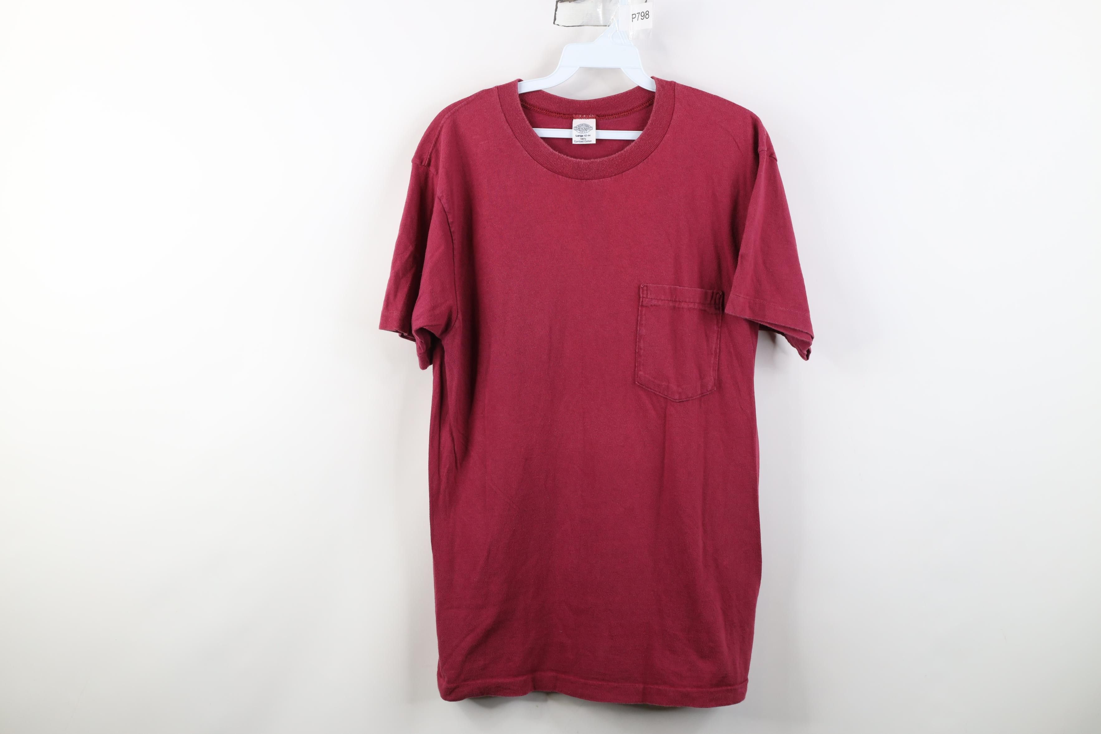 Vintage Vintage 90s Streetwear Blank Combed Cotton T-Shirt Red USA Size US L / EU 52-54 / 3 - 1 Thumbnail