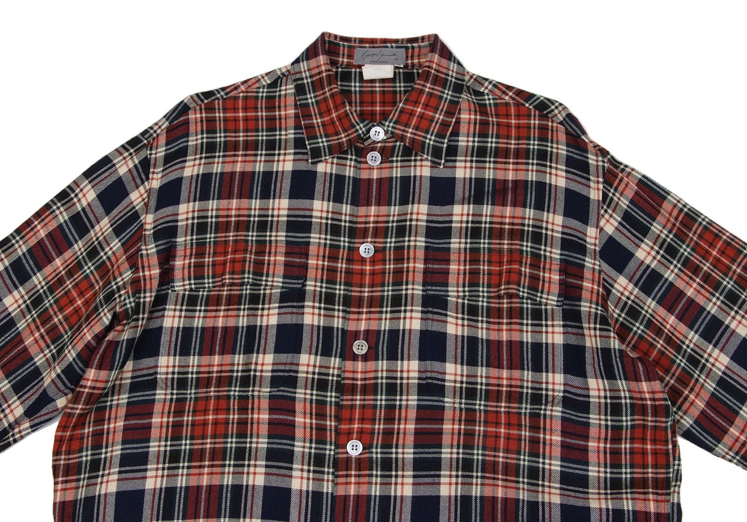 Yohji Yamamoto Yohji Yamamoto Rayon Wool Check Shirt Red Navy M Size US M / EU 48-50 / 2 - 2 Thumbnail