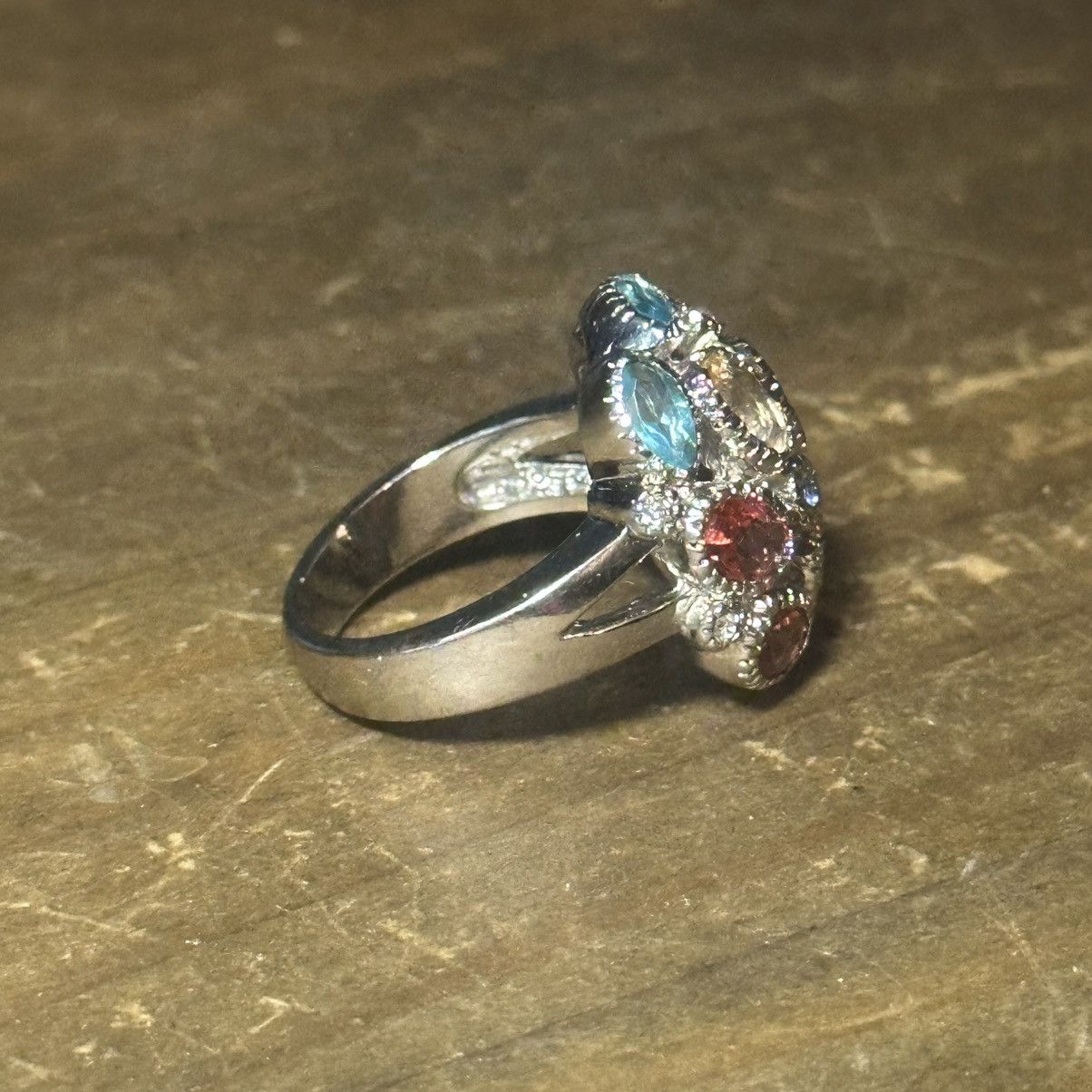 Other Silver tone multicolor gemstone ring Size ONE SIZE - 6 Thumbnail