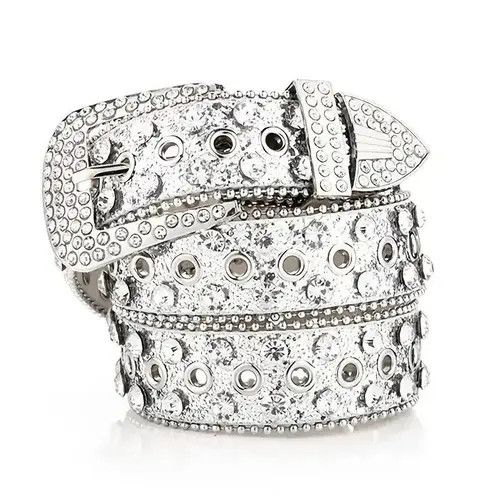 Other Gorgeous Rhinestone Studded PU Leather Belt Size ONE SIZE - 1 Thumbnail