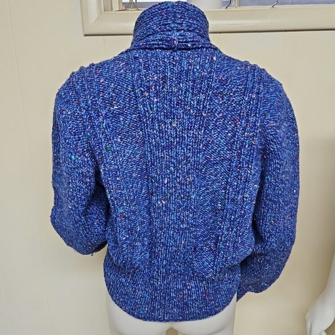 Vintage Vtg Ravelry Wool Sweater Womens M/L Purple Blue Fleck Chunky Size M / US 6-8 / IT 42-44 - 3 Thumbnail