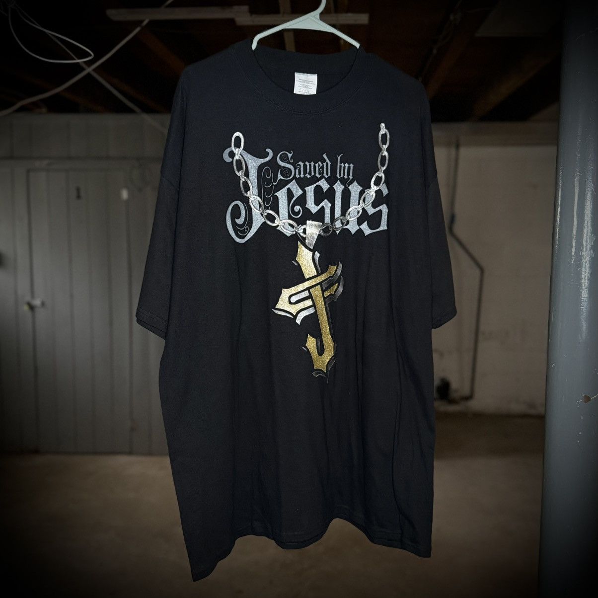 Rap Tees Vintage Y2K Saved by Jesus Religious Cross Chain T-Shirt Size US XXL / EU 58 / 5 - 2 Thumbnail
