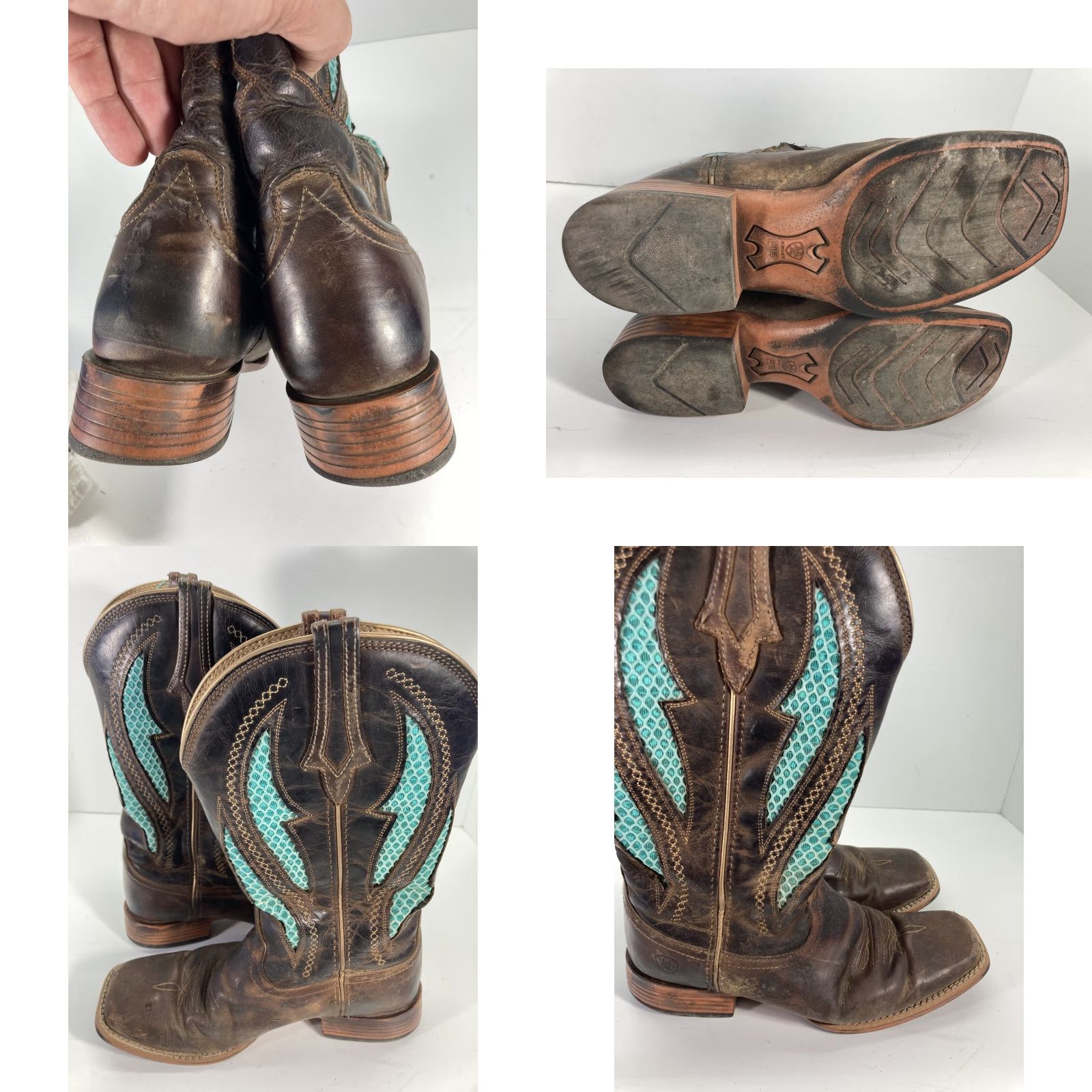 Ariat Ariat Venttek Ultra Boots Women Size 9 B Turquoise Brown 12 Inch Western Leather Square Toe Pull On Mens? Womens Size US 9 / IT 39 - 10 Thumbnail