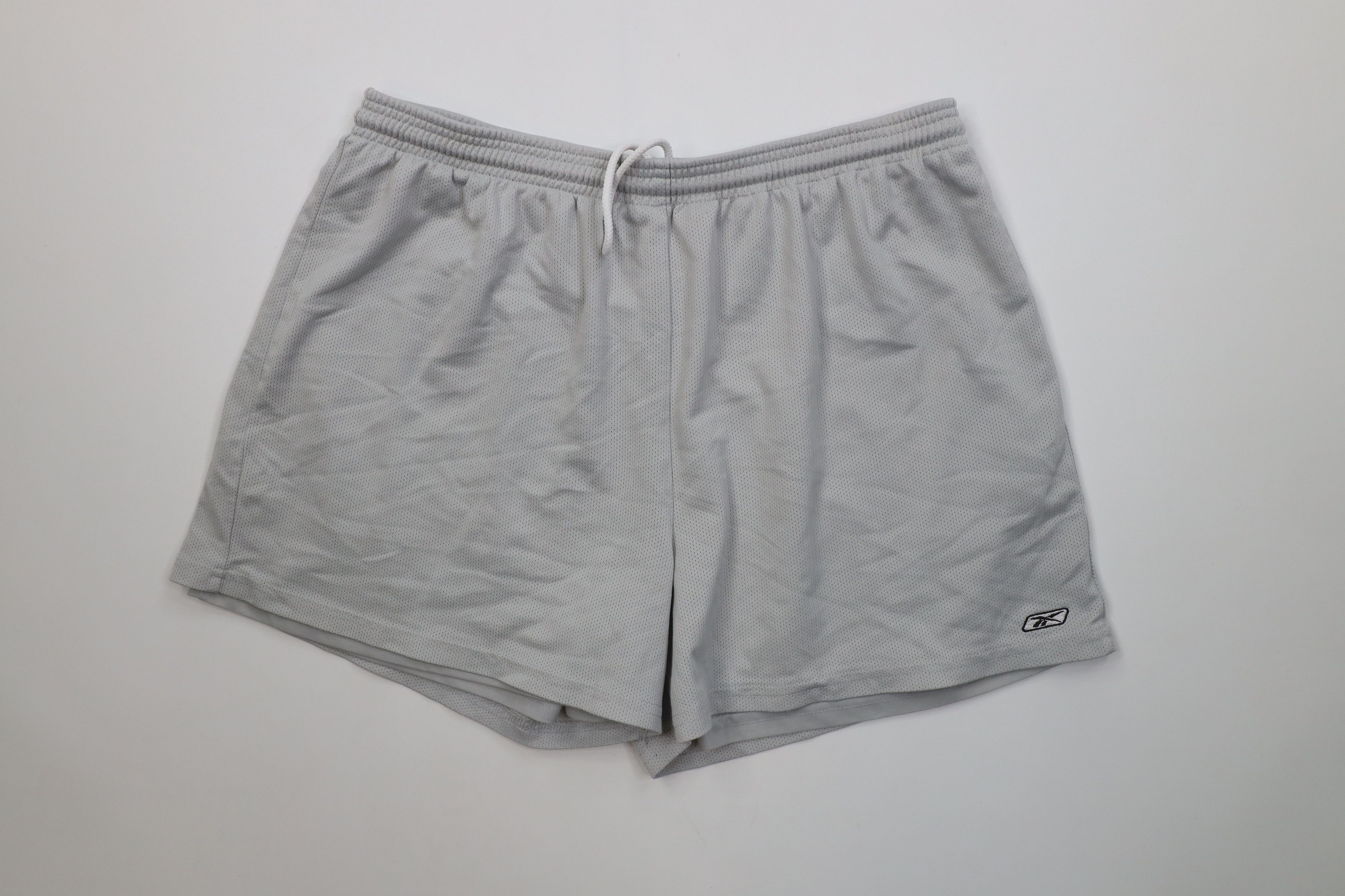 Reebok Vintage 90s Y2K Reebok Logo Above Knee Mesh Shorts Gray 4" Size US 34 / EU 50 - 1 Thumbnail