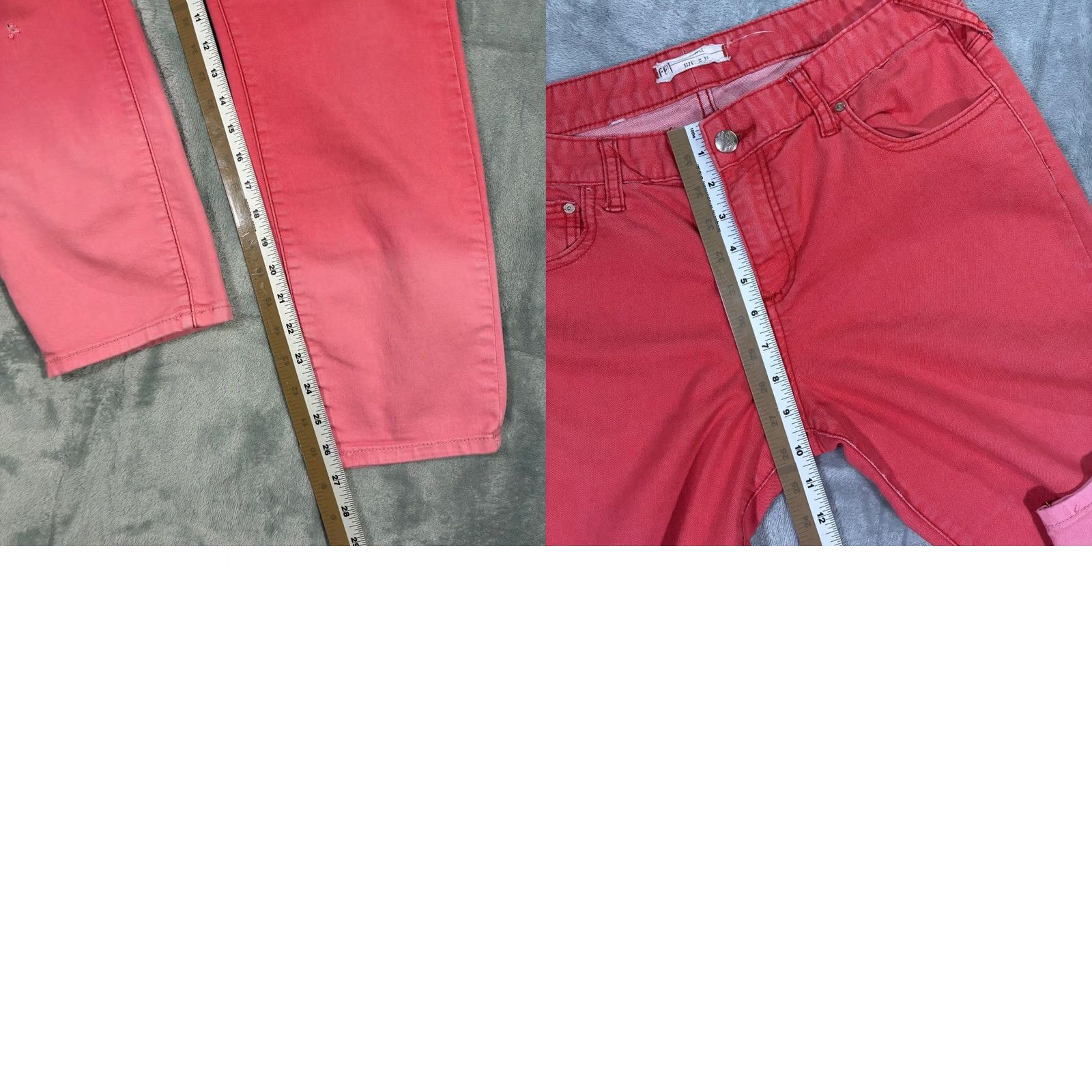 Free People Free People Jeans Ombre Coral Pink Dip Dye Slim Skinny Women 31 Denim Cotton Blend Spandex Polyester 27in Inseam Size 24" / US 00 / IT 34 - 8 Thumbnail