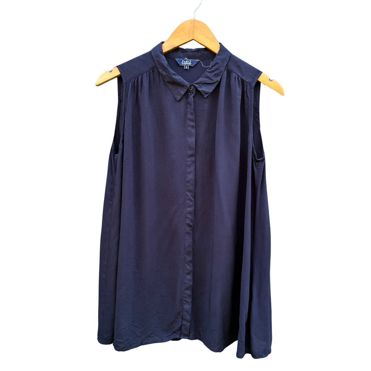 Junko Shimada PART2 by Junko Shimada Navy Blue Sleeveless Blouse Shirt Size S / US 4 / IT 40 - 1 Thumbnail