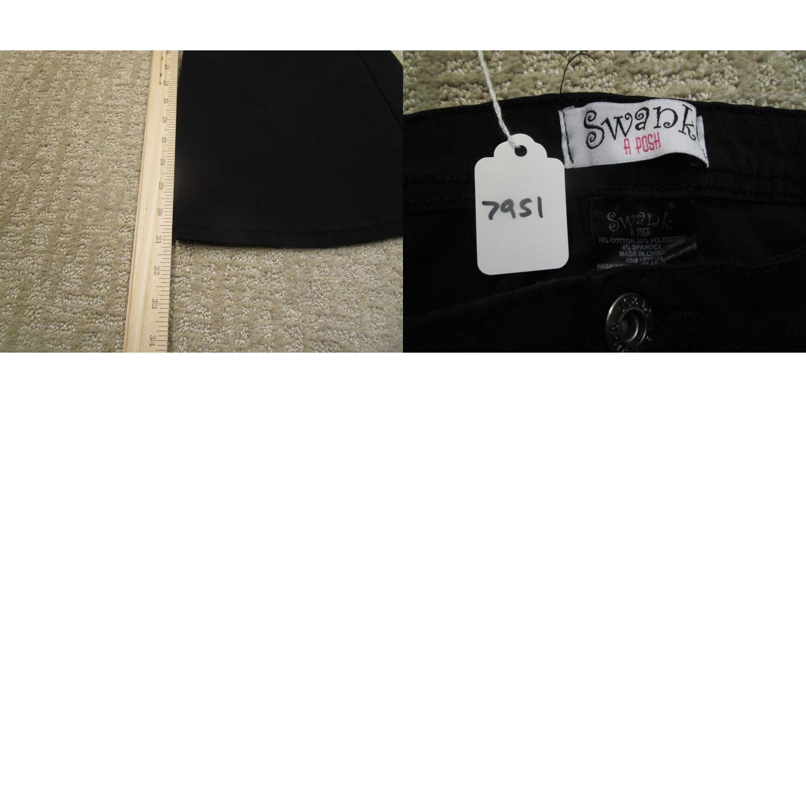 Vintage Swank A Posh Jeans Women 0 Black High Rise Flared Bell Bottoms Pants Stretch Shirt category not needed Size 25" / US 0 / IT 36 - 8 Thumbnail