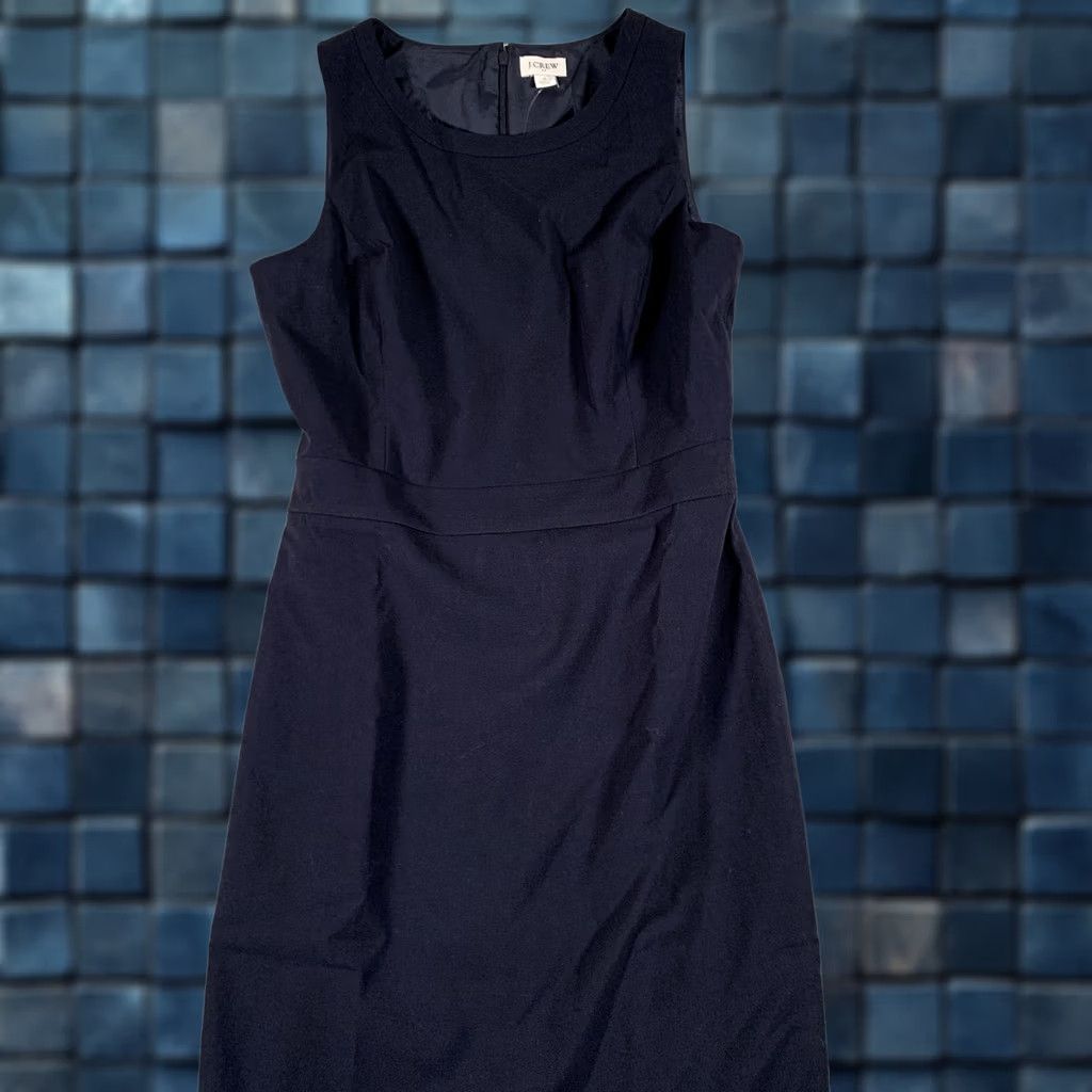 J.Crew J.CREW Dress Womens 2 Navy Sleeveless Sheath Knee Length Work Office Career Boatneck? Size XS / US 0-2 / IT 36-38 - 1 Thumbnail