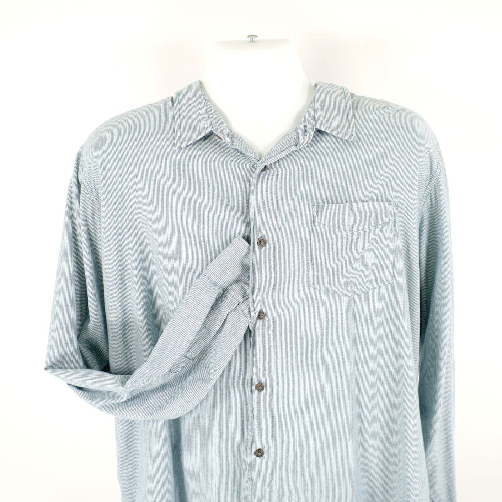Wrangler Wrangler Green Striped XL Pocket Front Collared Dress Shirt Size US XL / EU 56 / 4 - 1 Thumbnail