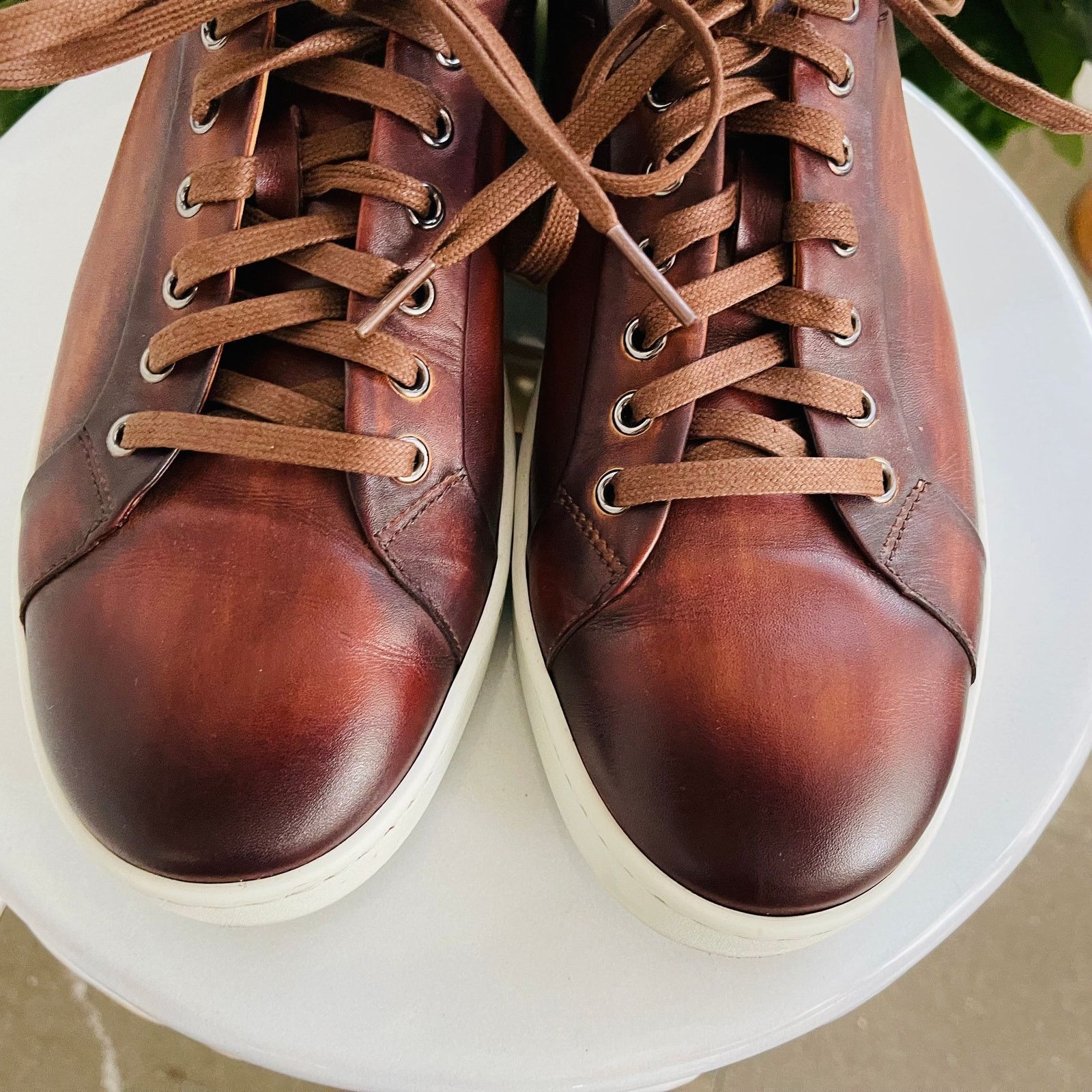 Magnanni Magnanni Elonso Low Top Sneaker 8.5 Tobacco Leather Lace Up Size US 8.5 / EU 41-42 - 4 Thumbnail