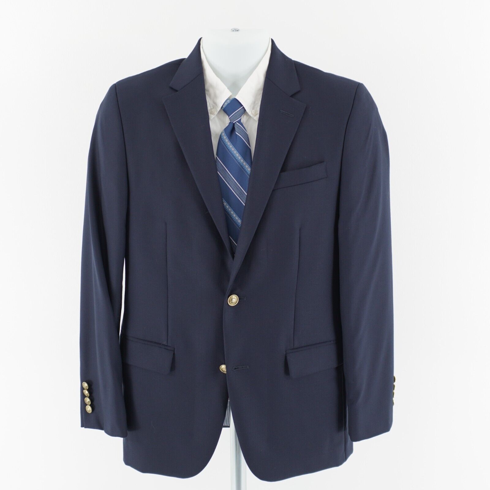 Stafford Stafford Blue Wool 2 Gold Button Blazer 36S Tagged 38R See D Size 36S - 4 Thumbnail