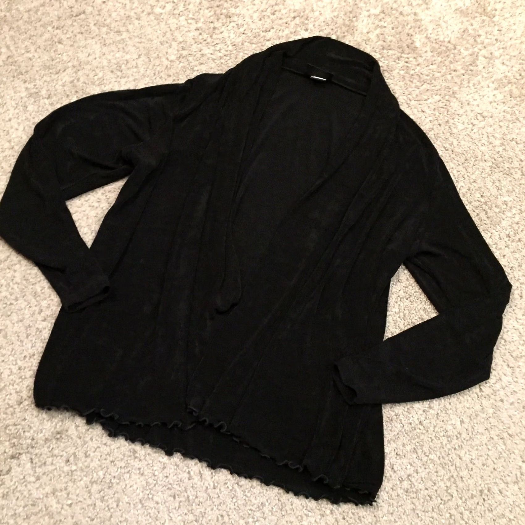 Vintage Ahni Shirt Womens Size 1 Black Open Front Long Sleeve Blouse Tunic Women's Medium? Size XS / US 0-2 / IT 36-38 - 2 Thumbnail