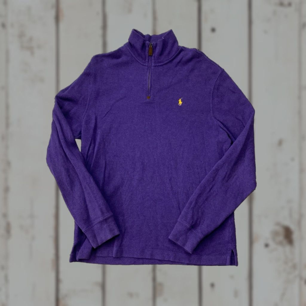 Polo Ralph Lauren Ralph Lauren Polo Sweater L Purple Pony Knit Pullover Zip Sweatshirt Mens Long Sleeve Turtleneck 1/4 Zip Casual Workwear Knit Cotton Logo Embroidered Size US L / EU 52-54 / 3 - 1 Thumbnail