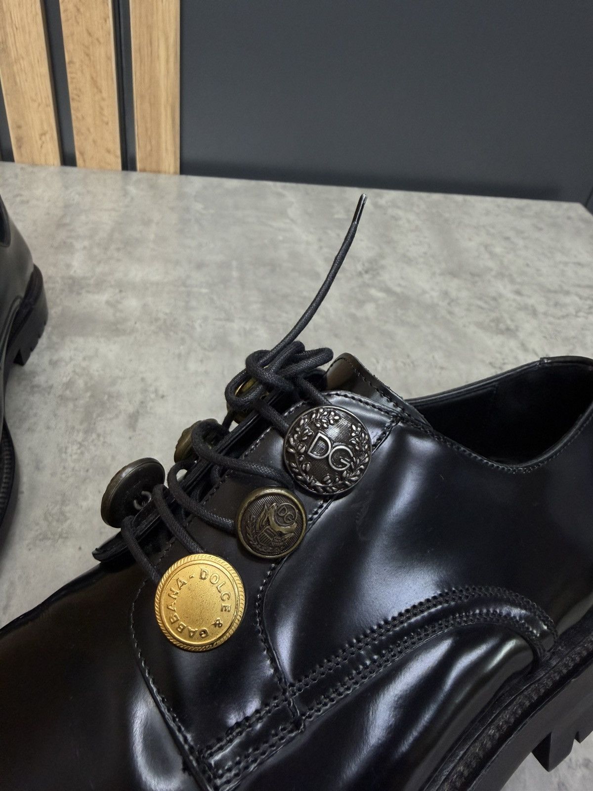 Dolce & Gabbana Dolce & Gabbana Black Leather Derby Shoes Size 9 Size US 10 / EU 43 - 21 Thumbnail