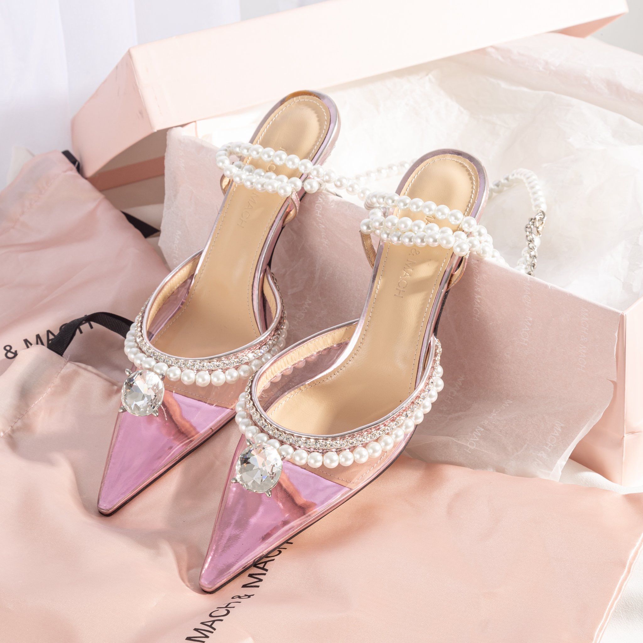 MACH & MACH Pearl mules pvc pink Size US 7.5 / IT 37.5 - 1 Thumbnail