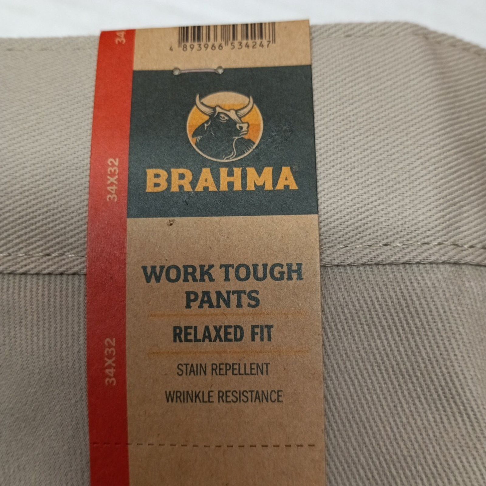 Other Brahma Men's Work Tough Pants Size 34x32 Sandy Taupe Relaxed Size US 34 / EU 50 - 2 Thumbnail